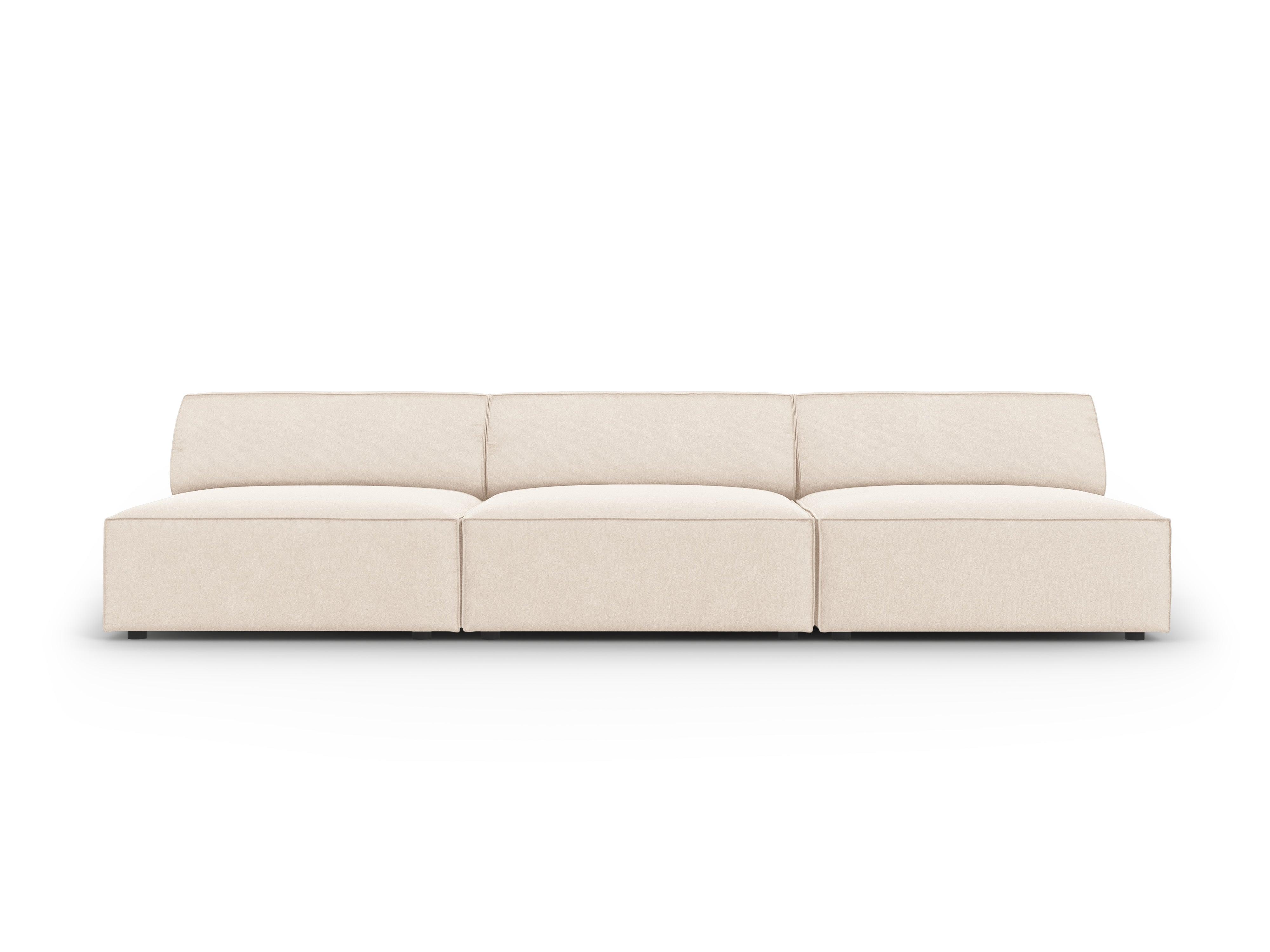 Sofa aksamitna 3-osobowa otwarta JODIE jasnobeżowy Micadoni    Eye on Design