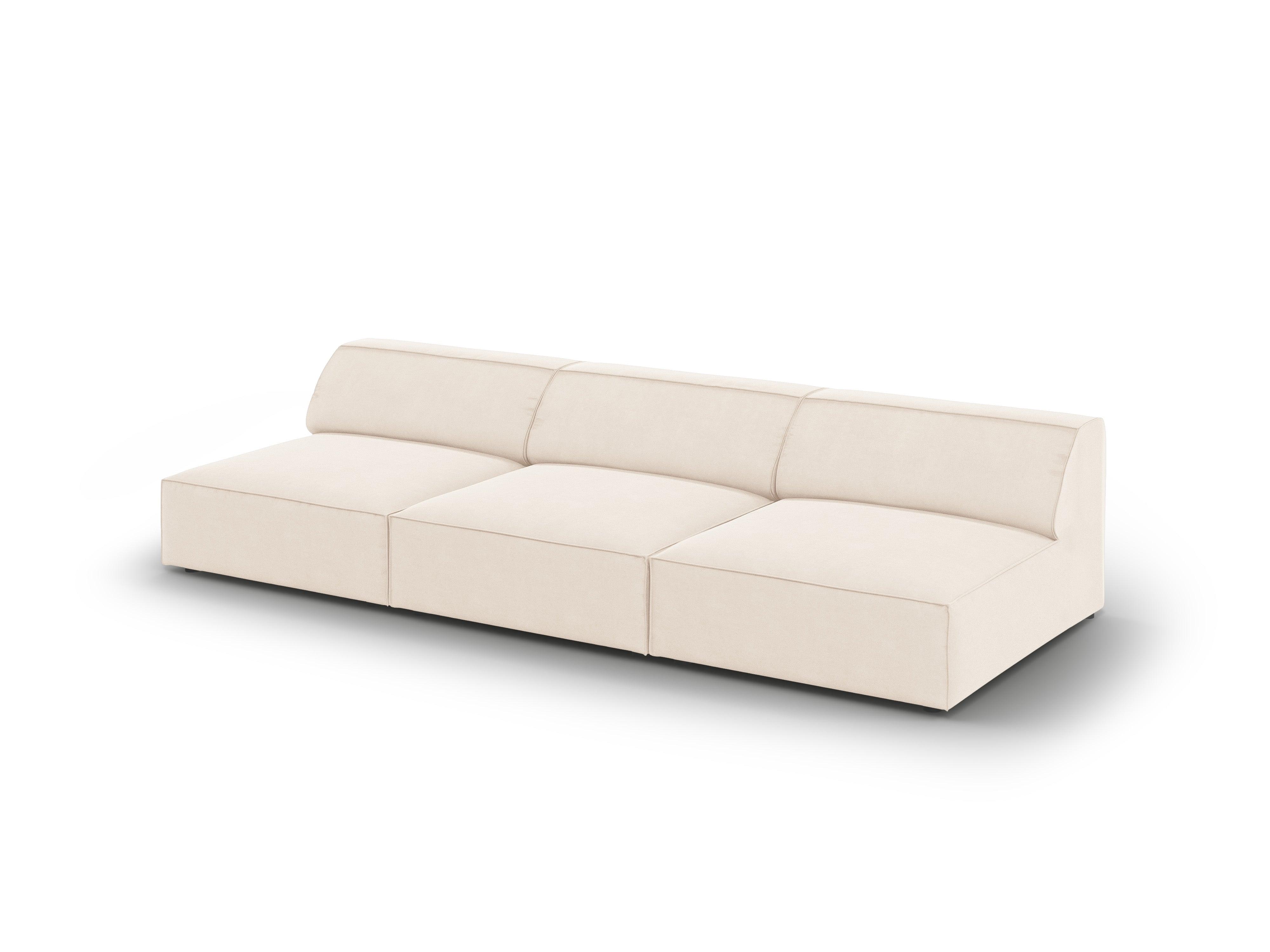 Sofa aksamitna 3-osobowa otwarta JODIE jasnobeżowy Micadoni    Eye on Design