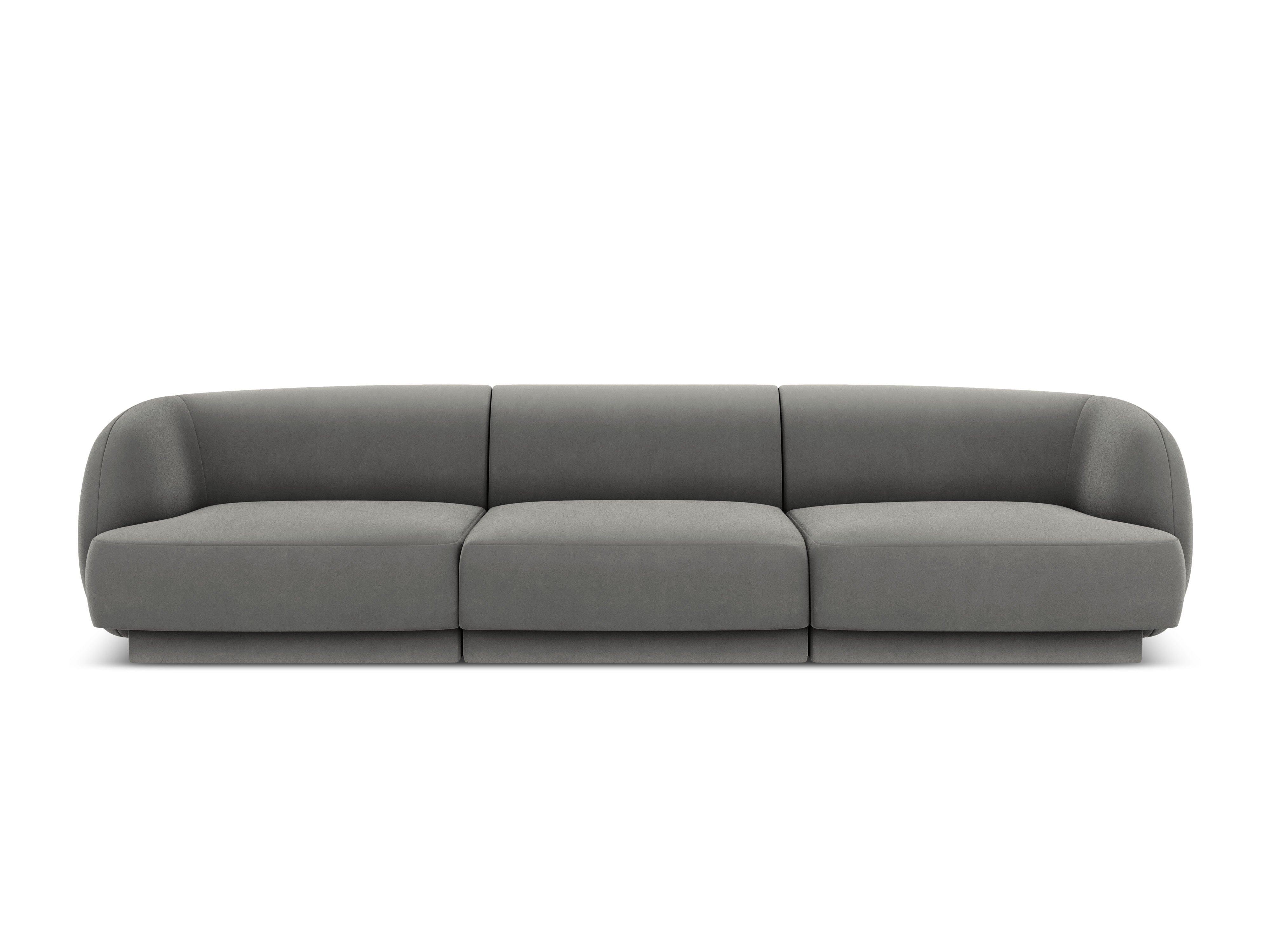 Sofa aksamitna 3-osobowa MILEY jasnoszary Micadoni    Eye on Design