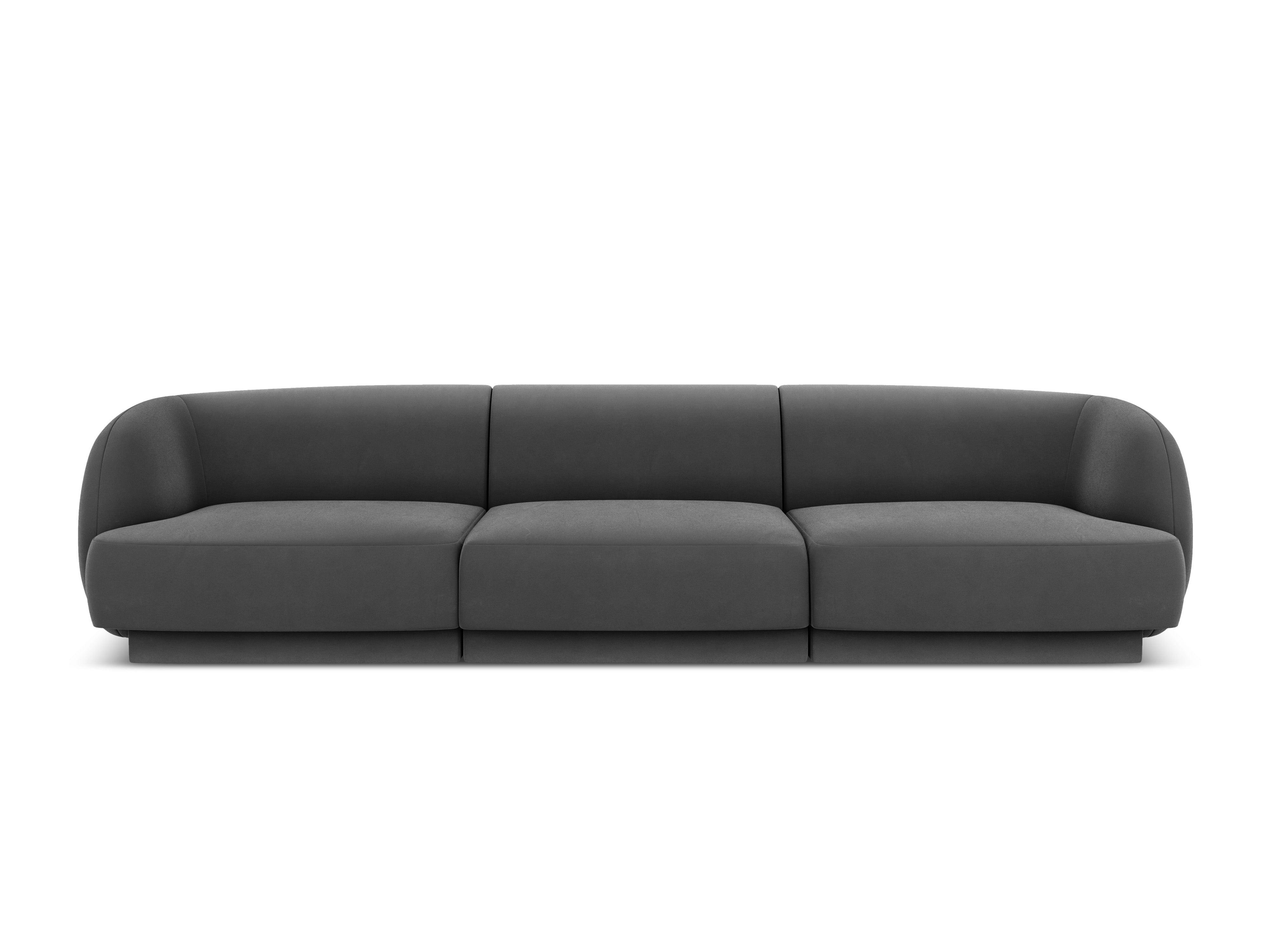 Sofa aksamitna 3-osobowa MILEY ciemnoszary Micadoni    Eye on Design
