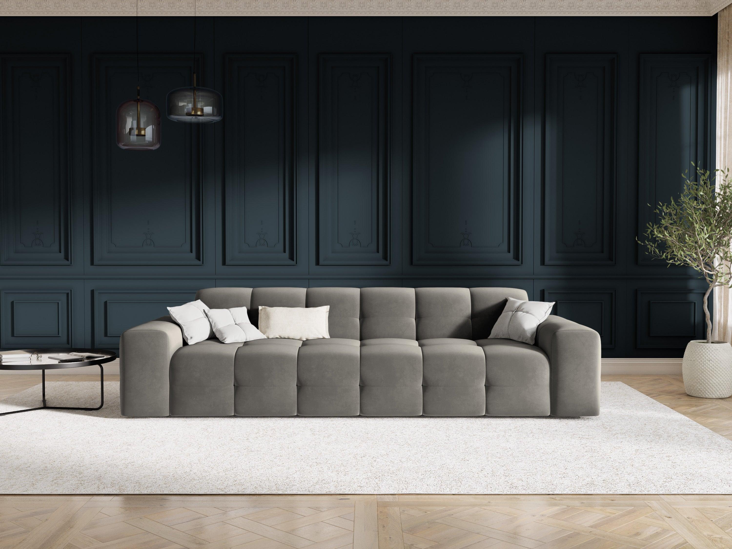 Sofa aksamitna 4-osobowa KENDAL szary Micadoni    Eye on Design