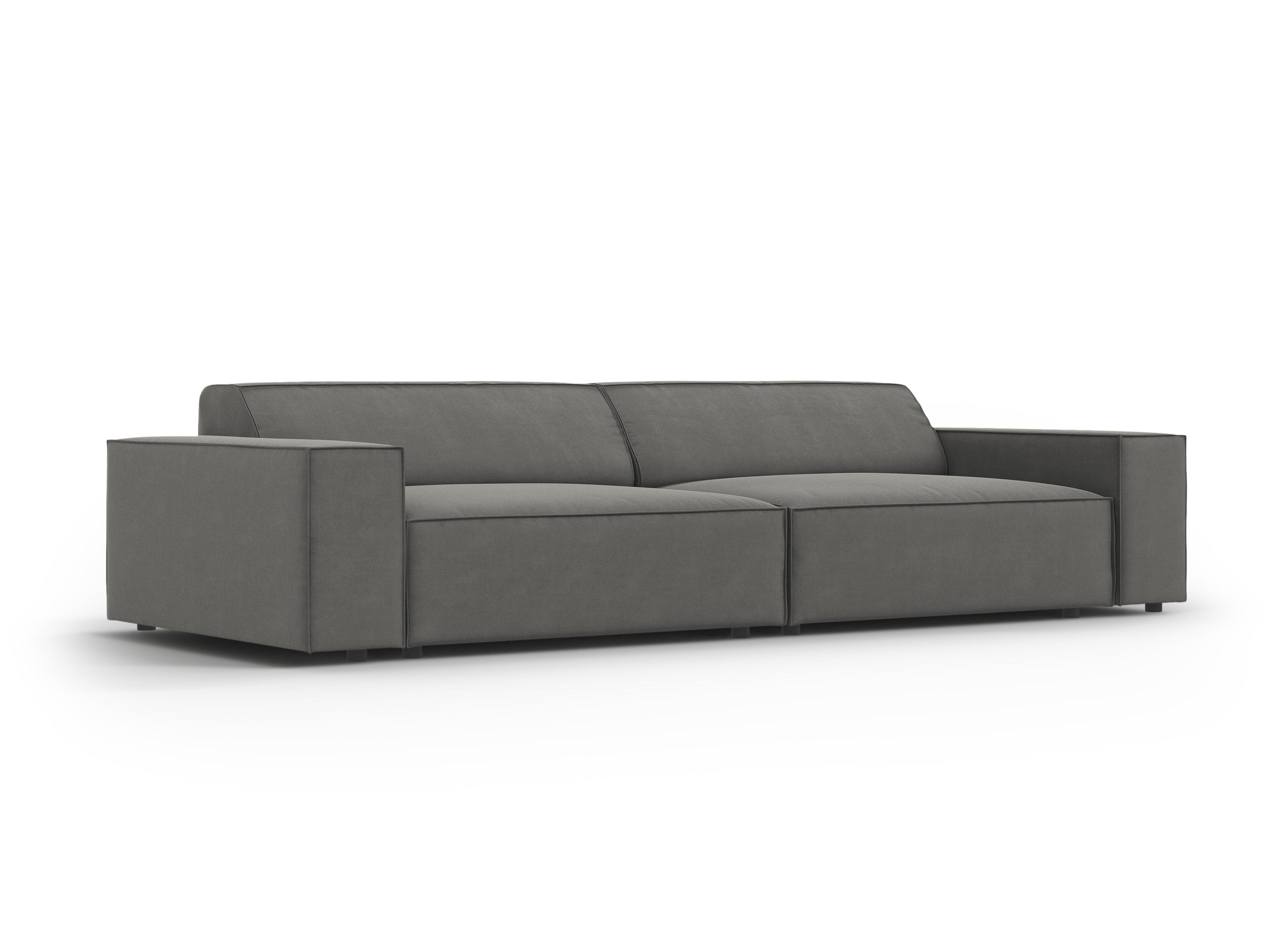 Sofa aksamitna 4-osobowa JODIE jasnoszary Micadoni    Eye on Design