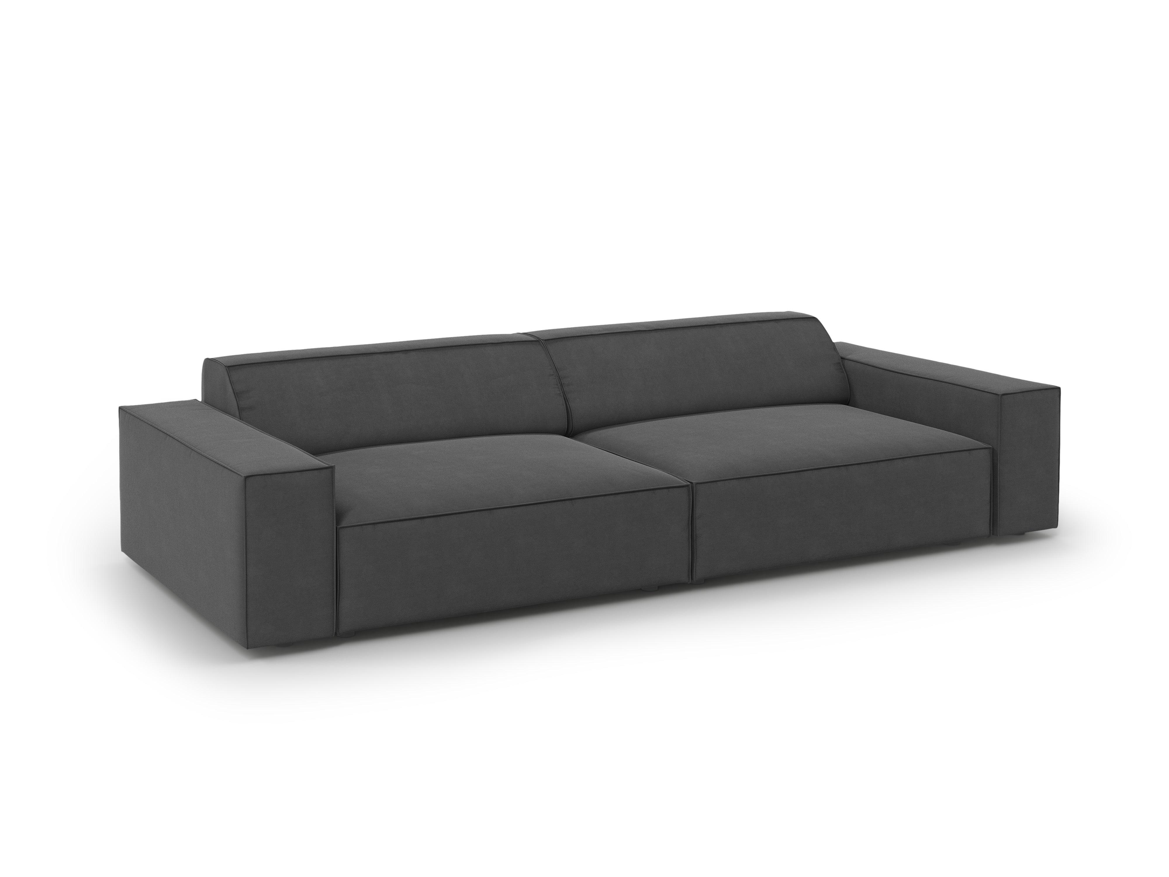 Sofa aksamitna 4-osobowa JODIE ciemnoszary Micadoni    Eye on Design