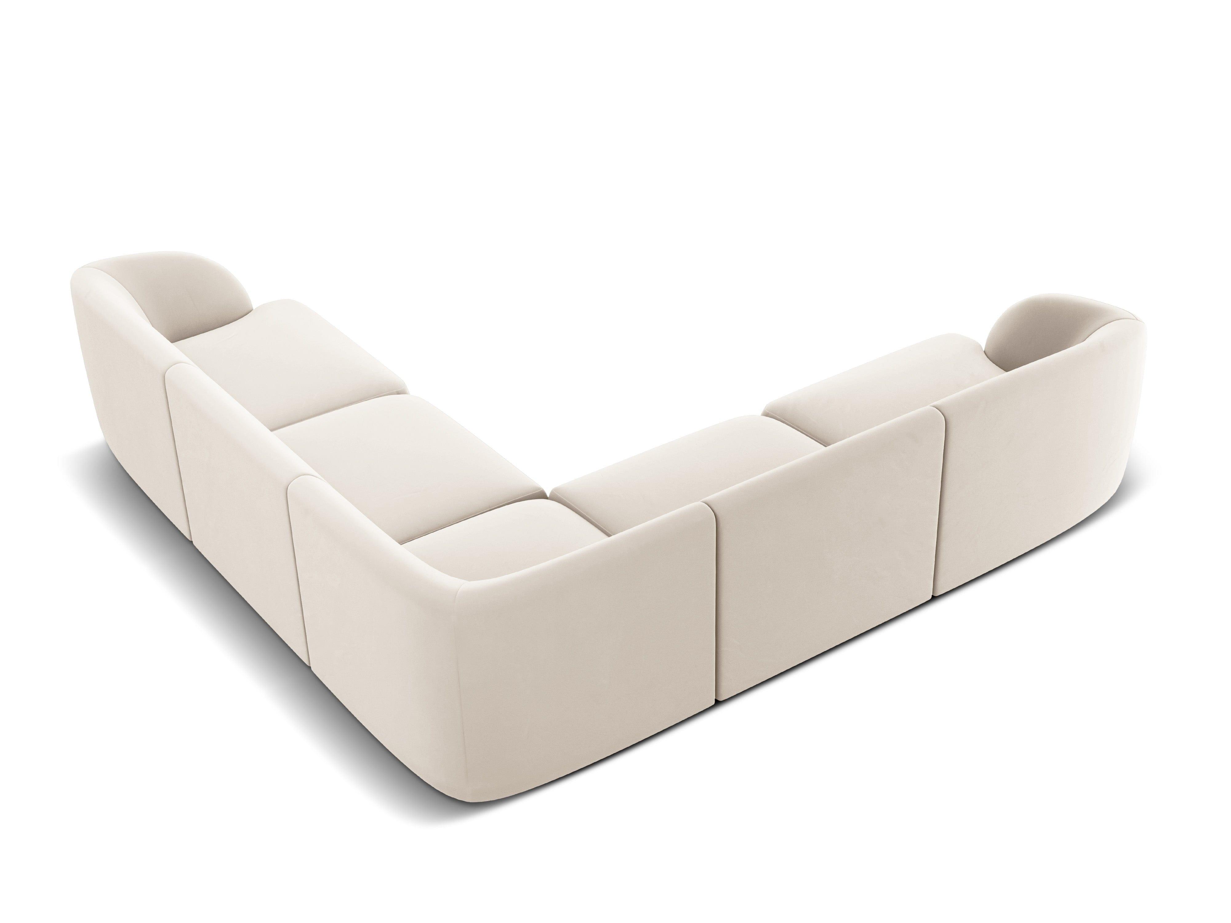Narożnik aksamitny 5-osobowy MILEY beżowy Micadoni    Eye on Design