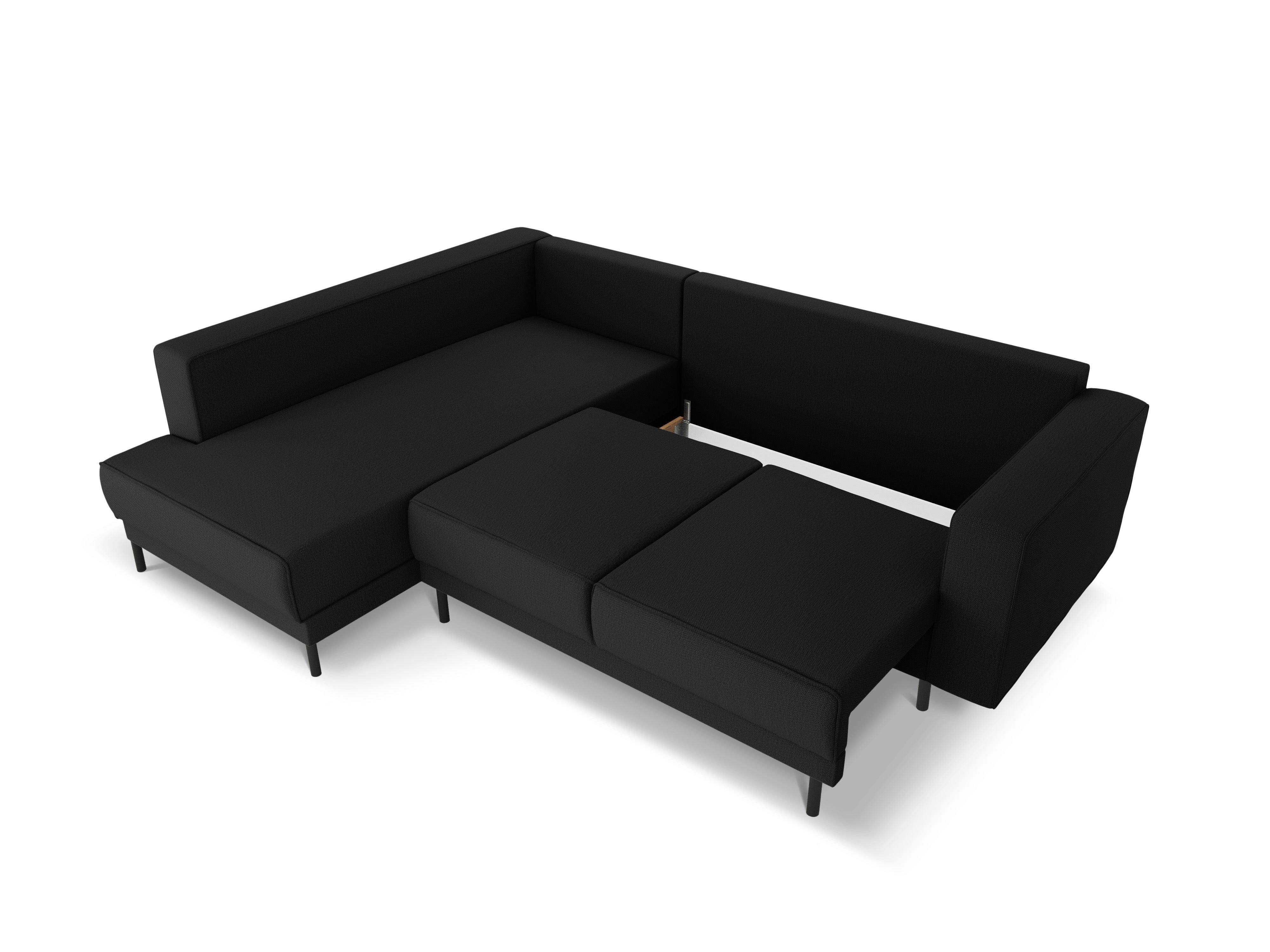 Narożnik lewostronny z funkcją spania CARO czarny Micadoni    Eye on Design