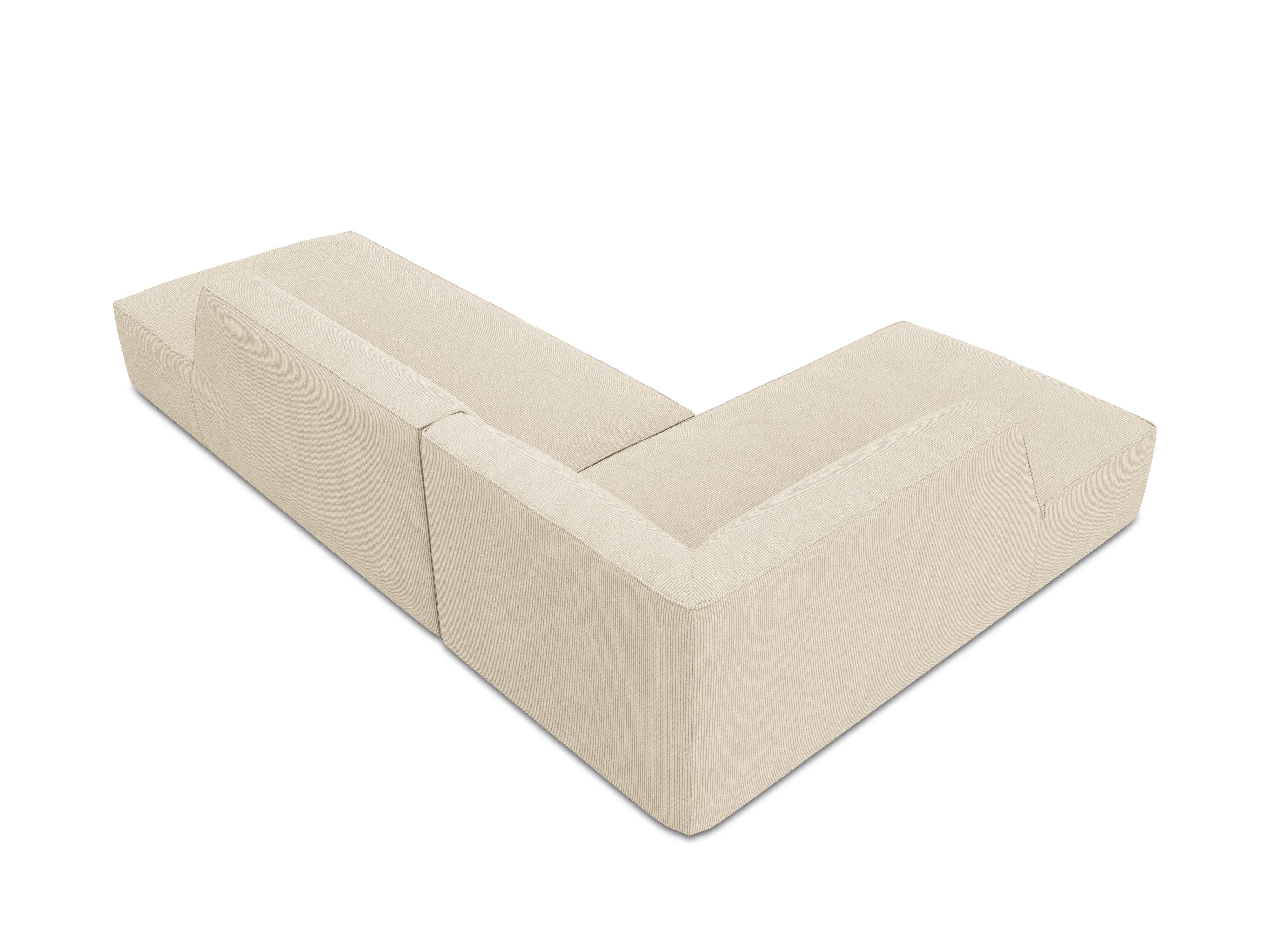 Sofa narożna sztruksowa lewostronna RUBY beżowy Micadoni    Eye on Design
