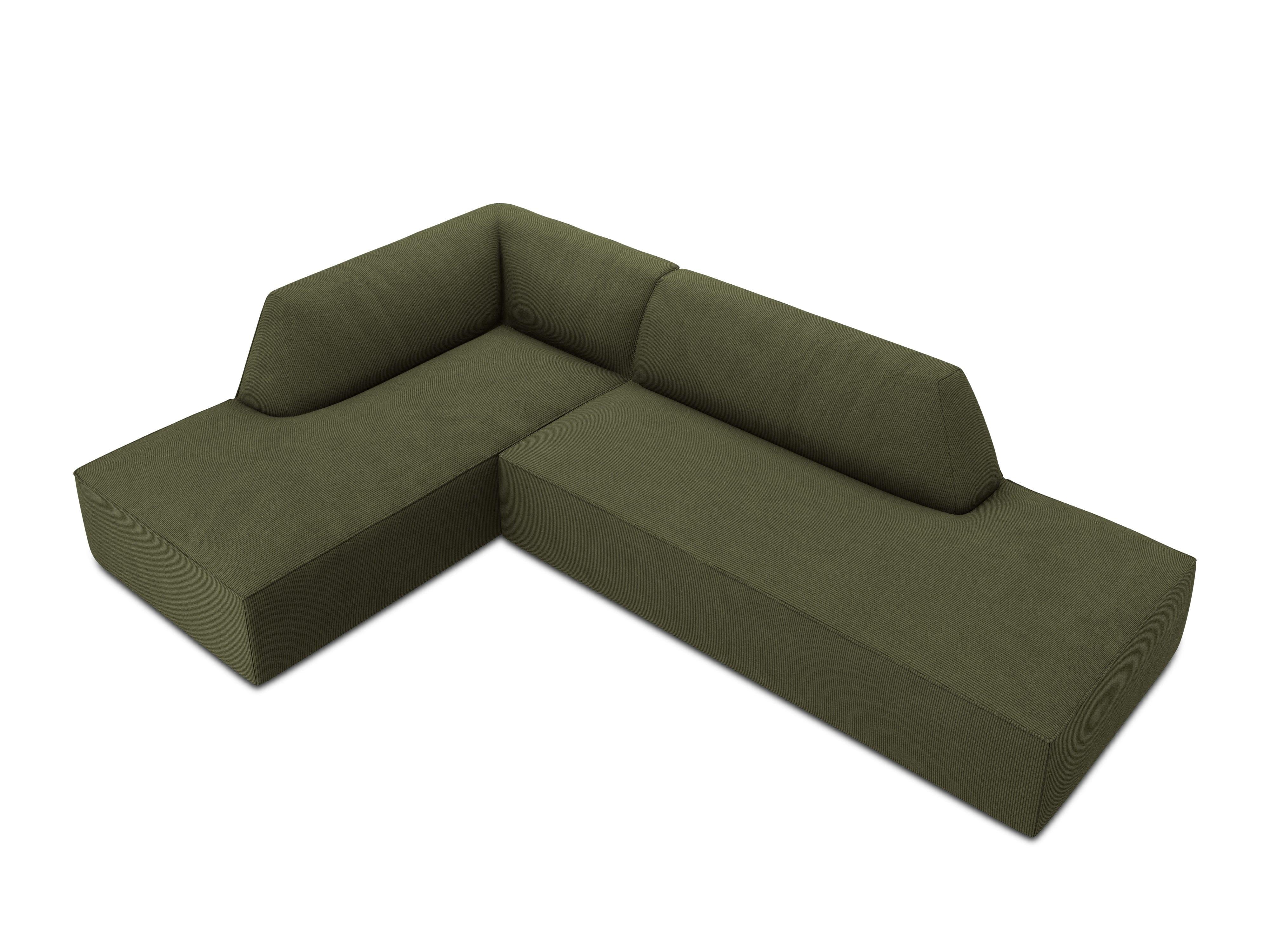 Sofa narożna sztruksowa lewostronna RUBY zielony Micadoni    Eye on Design