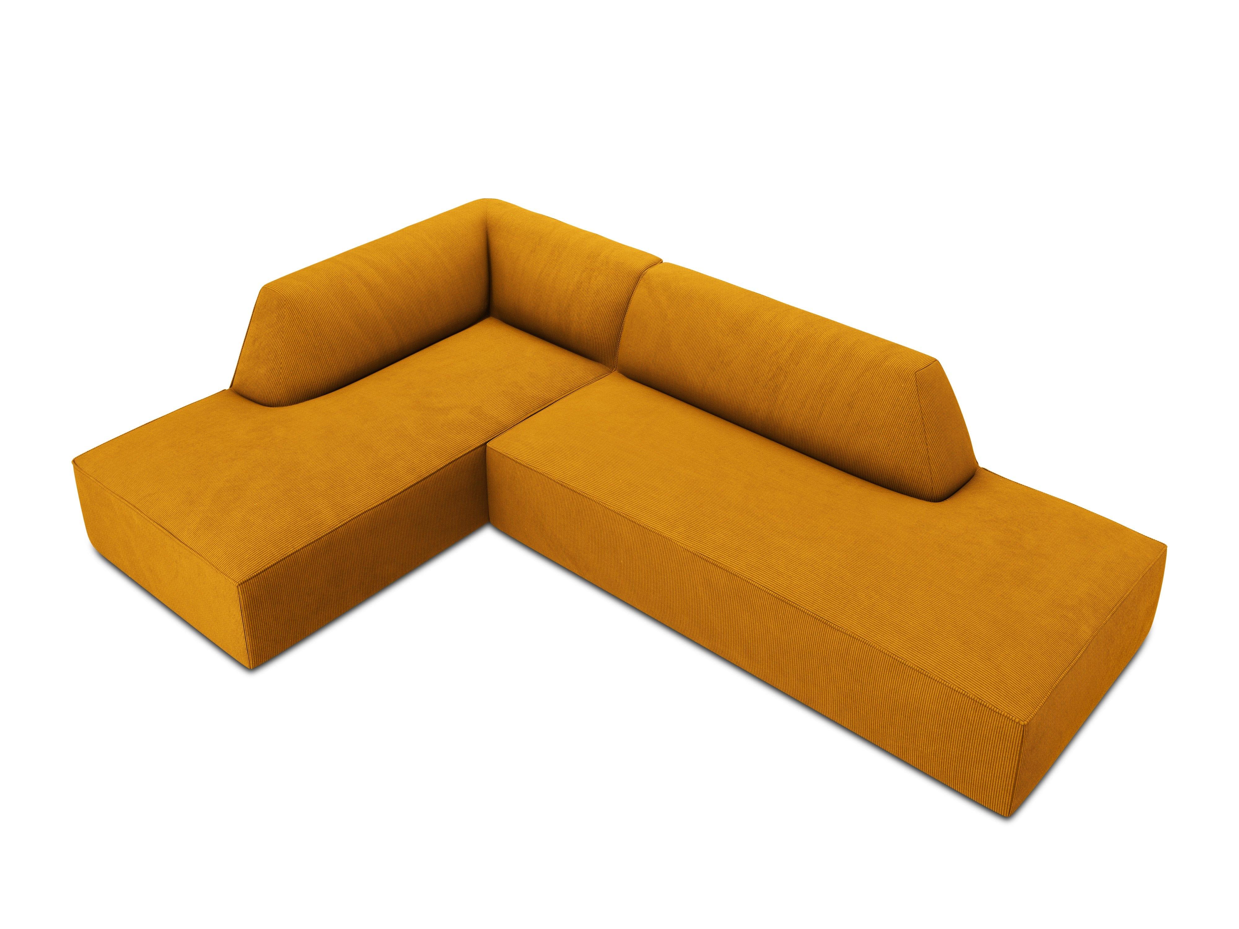 Sofa narożna sztruksowa lewostronna RUBY żółty Micadoni    Eye on Design