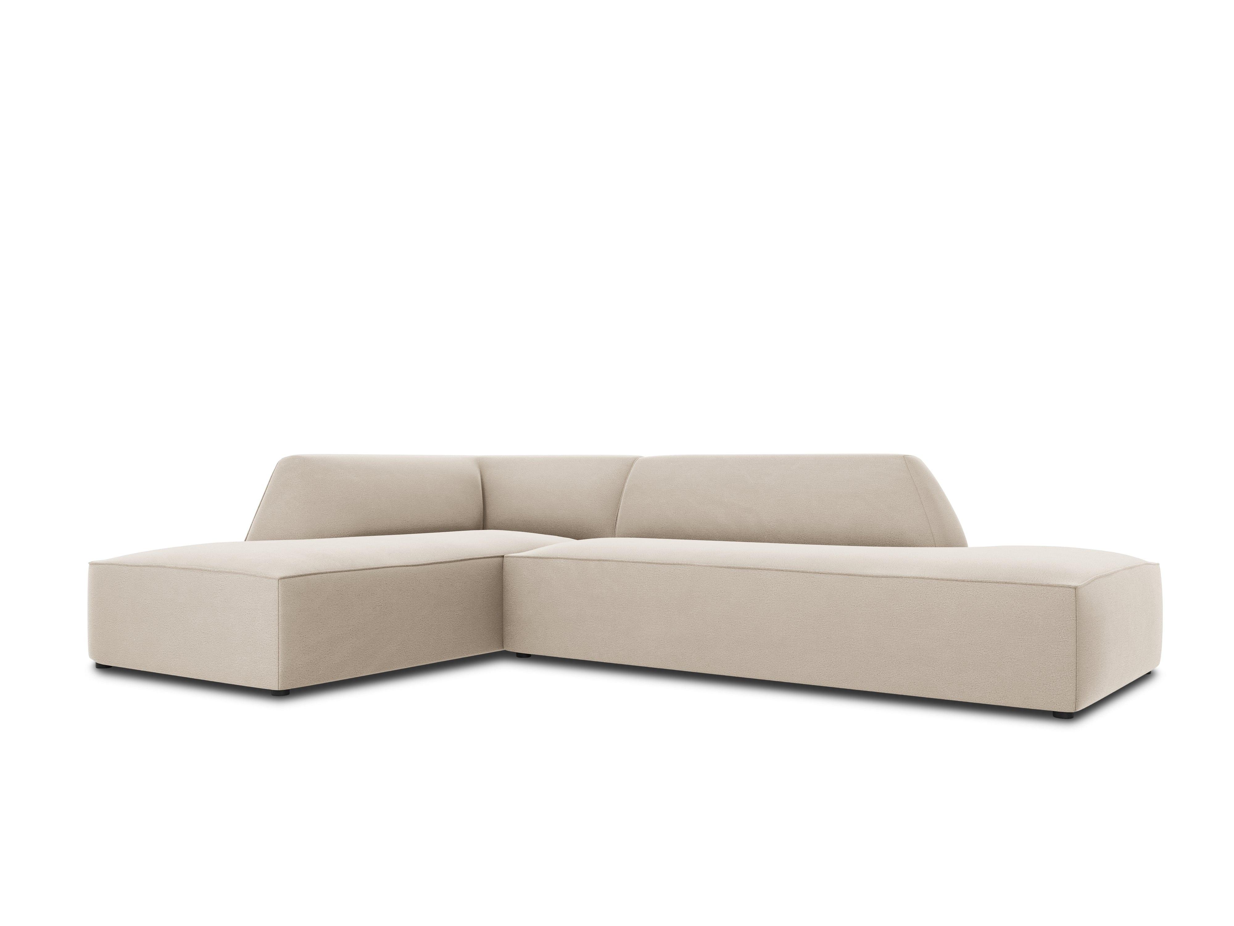 Sofa narożna aksamitna lewostronna RUBY beżowy Micadoni    Eye on Design