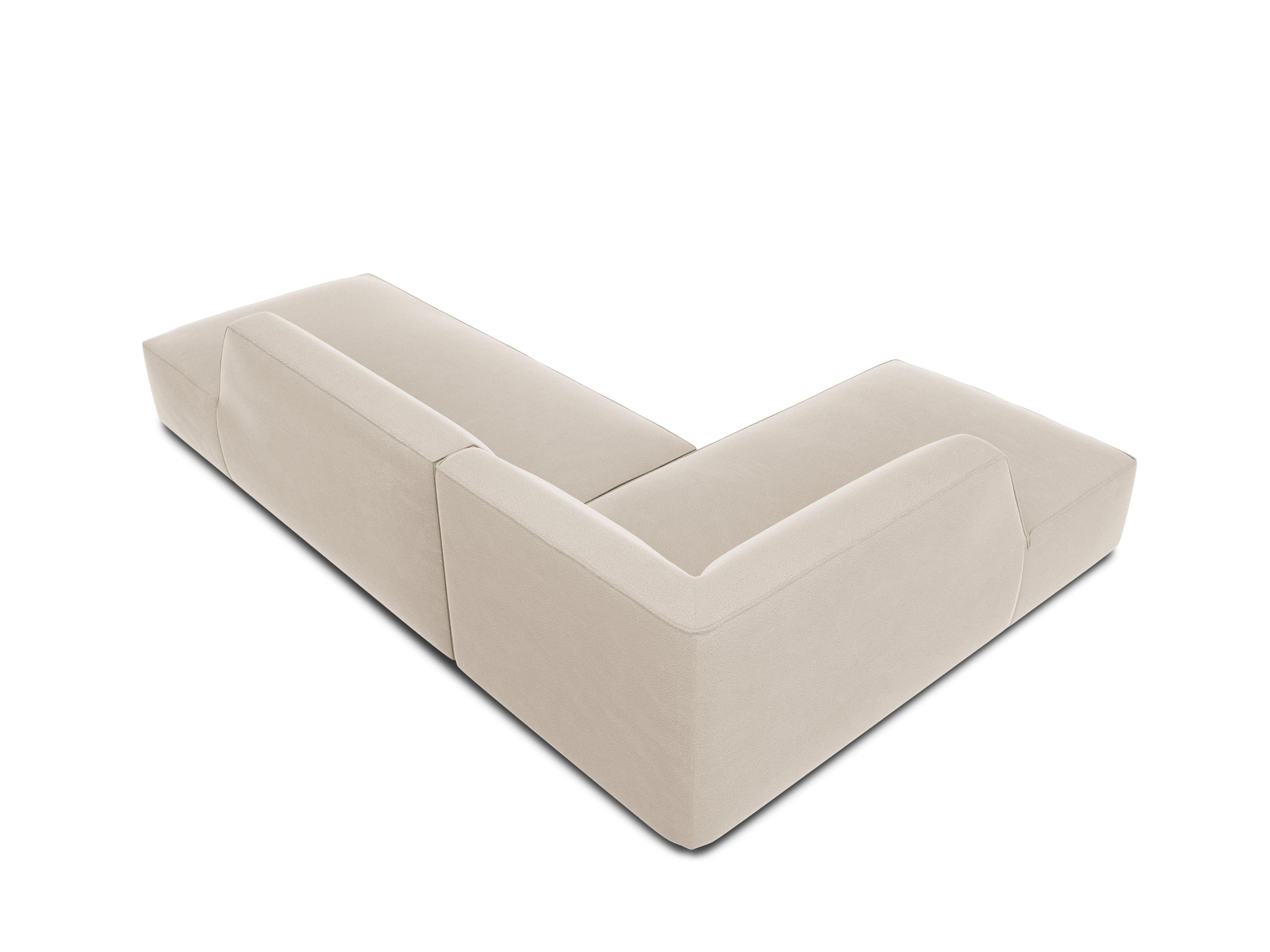 Sofa narożna aksamitna lewostronna RUBY beżowy Micadoni    Eye on Design