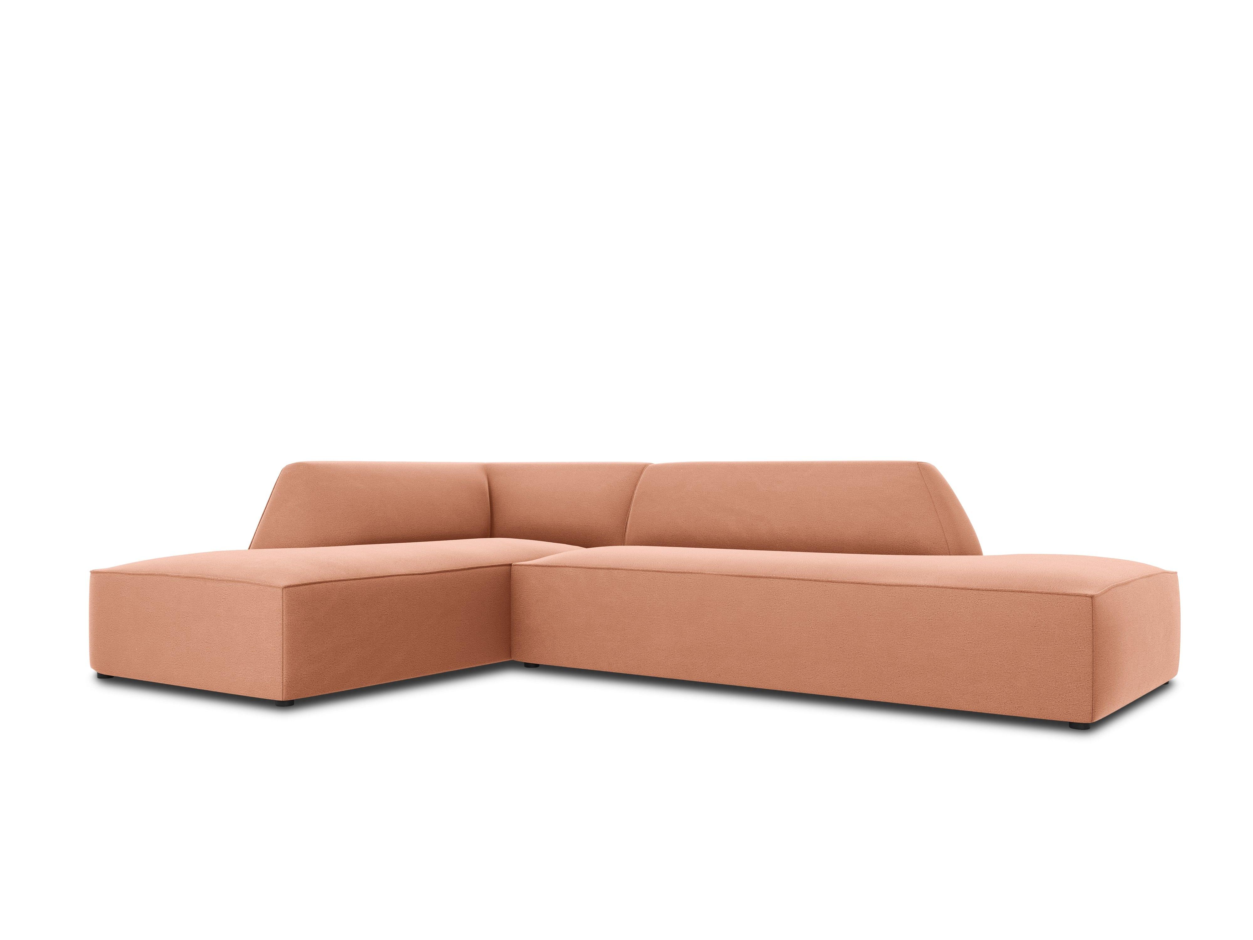 Sofa narożna aksamitna lewostronna RUBY łososiowy Micadoni    Eye on Design