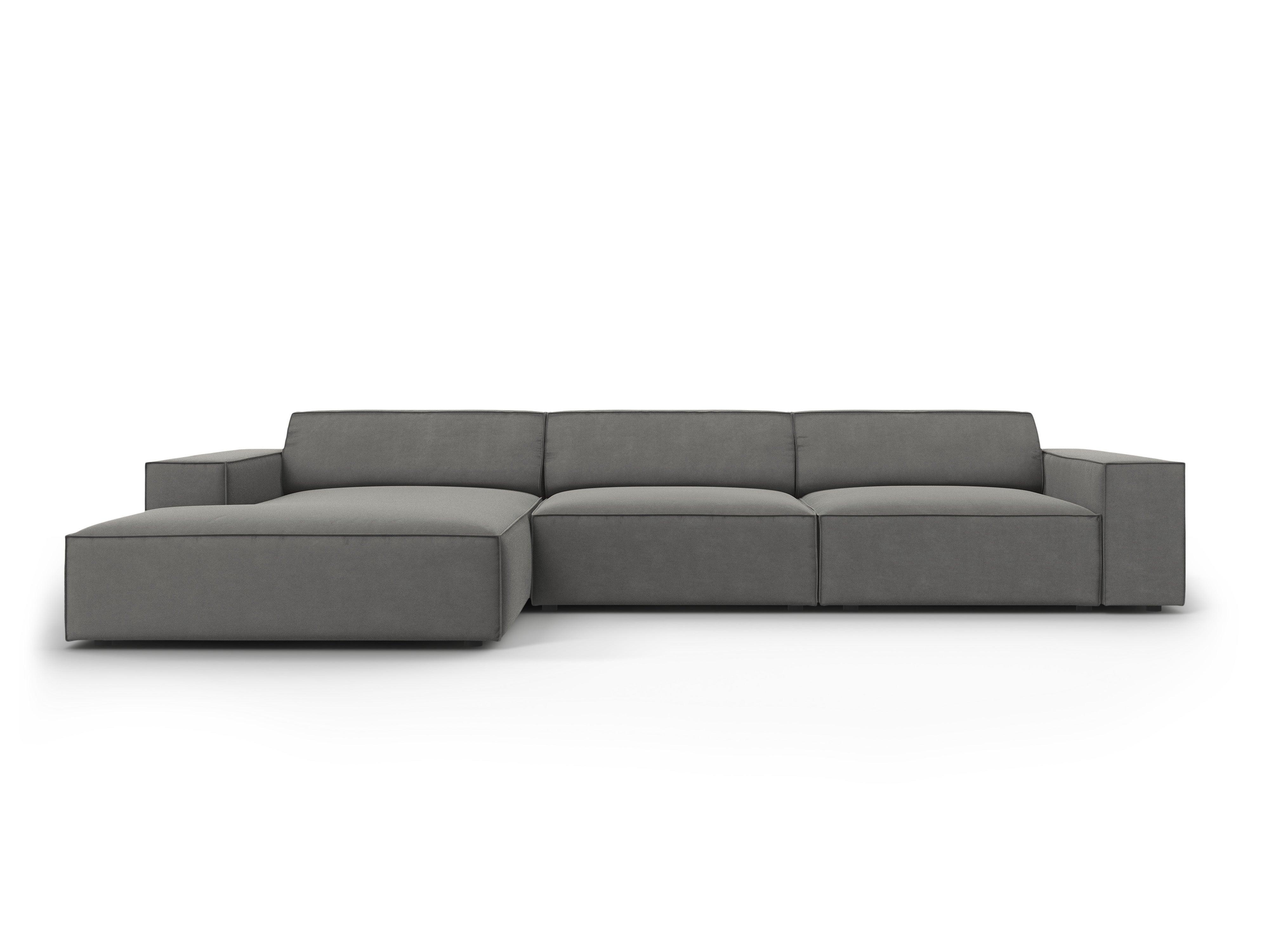 Narożnik aksamitny lewostronny 4-osobowy JODIE jasnoszary Micadoni    Eye on Design