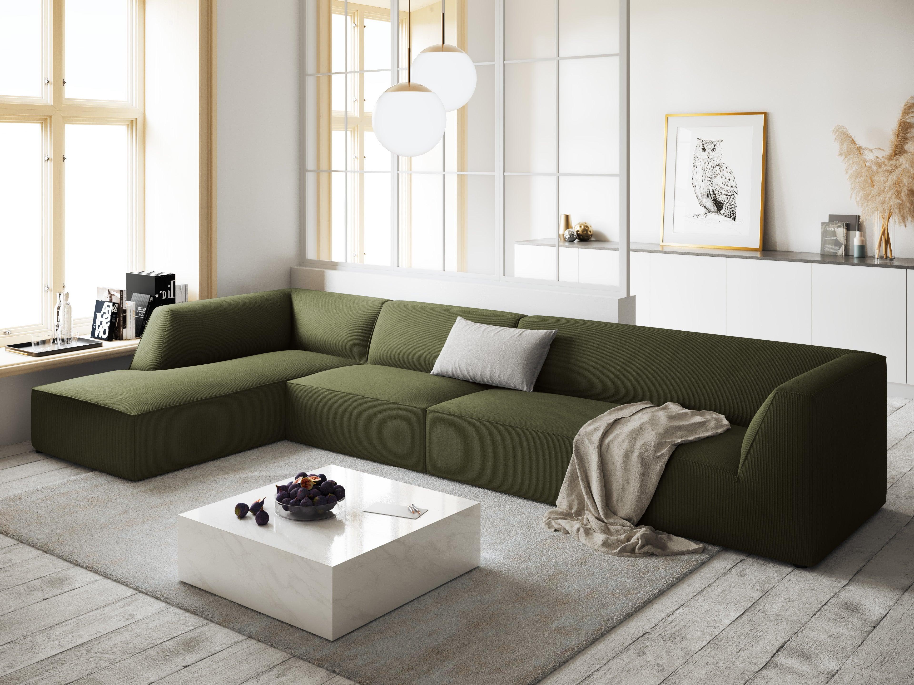 Narożnik sztruksowy 5-osobowy lewostronny RUBY zielony Micadoni    Eye on Design