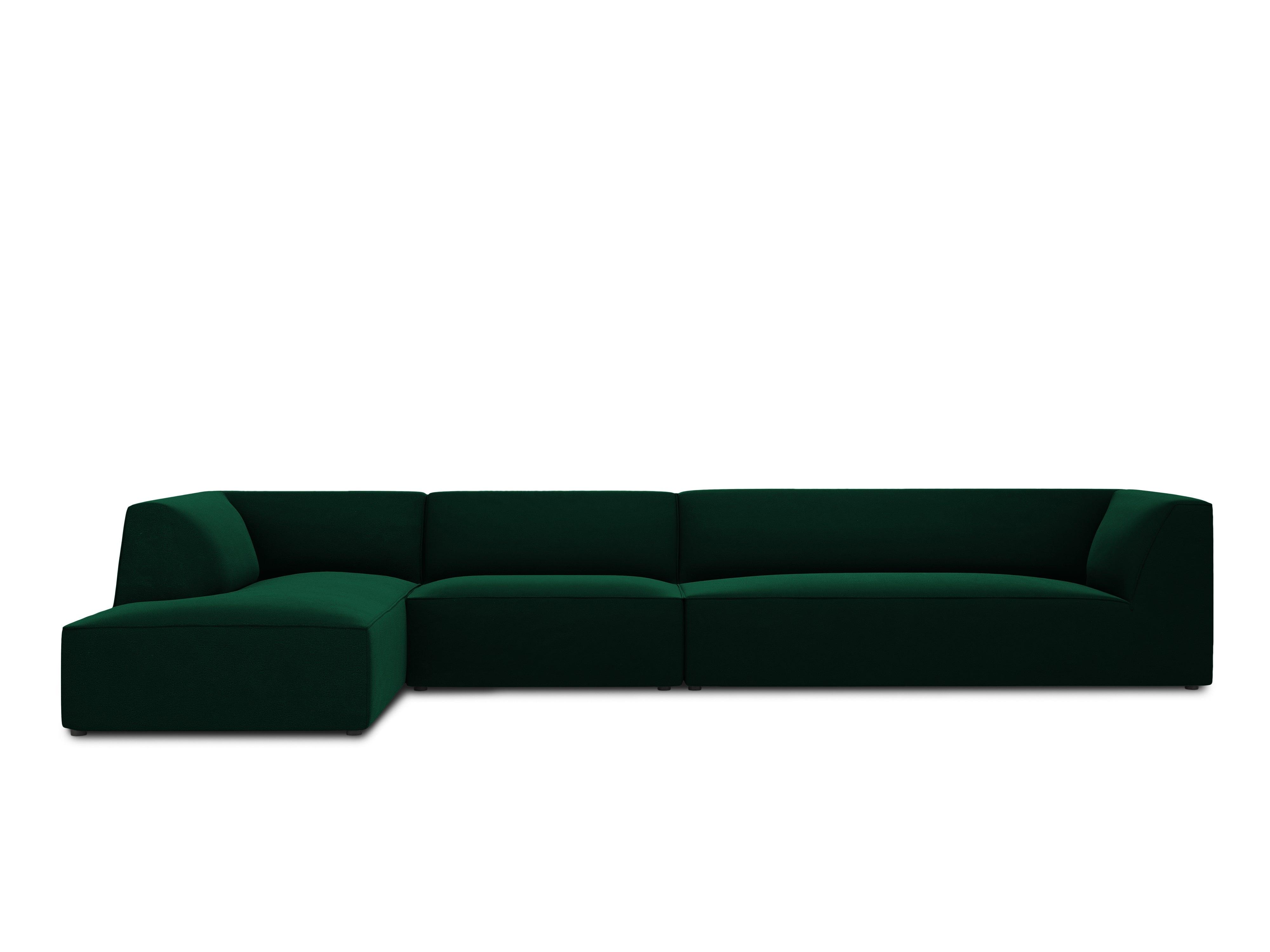 Narożnik aksamitny 5-osobowy lewostronny RUBY butelkowa zieleń Micadoni    Eye on Design