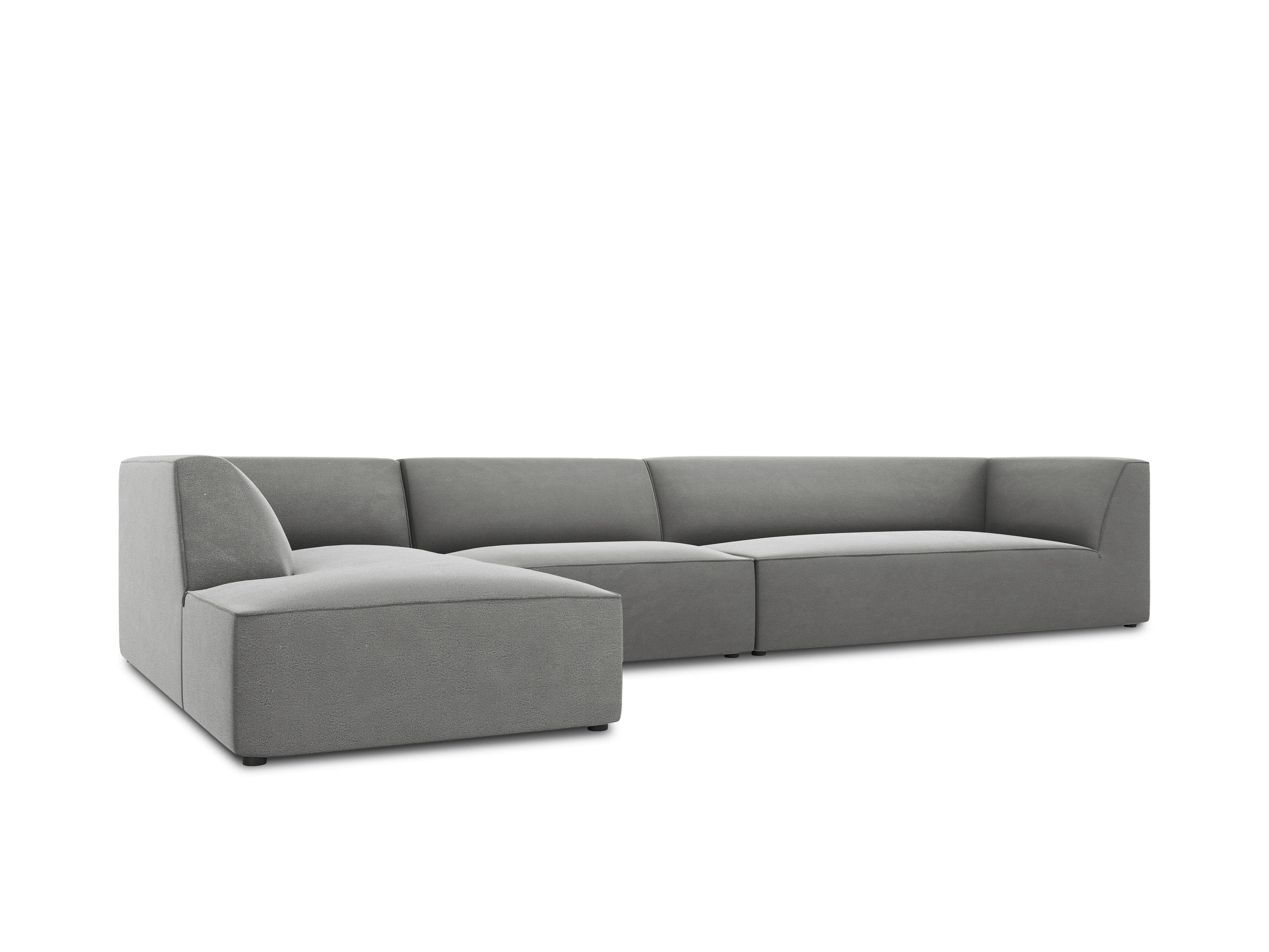 Narożnik aksamitny 5-osobowy lewostronny RUBY jasnoszary Micadoni    Eye on Design