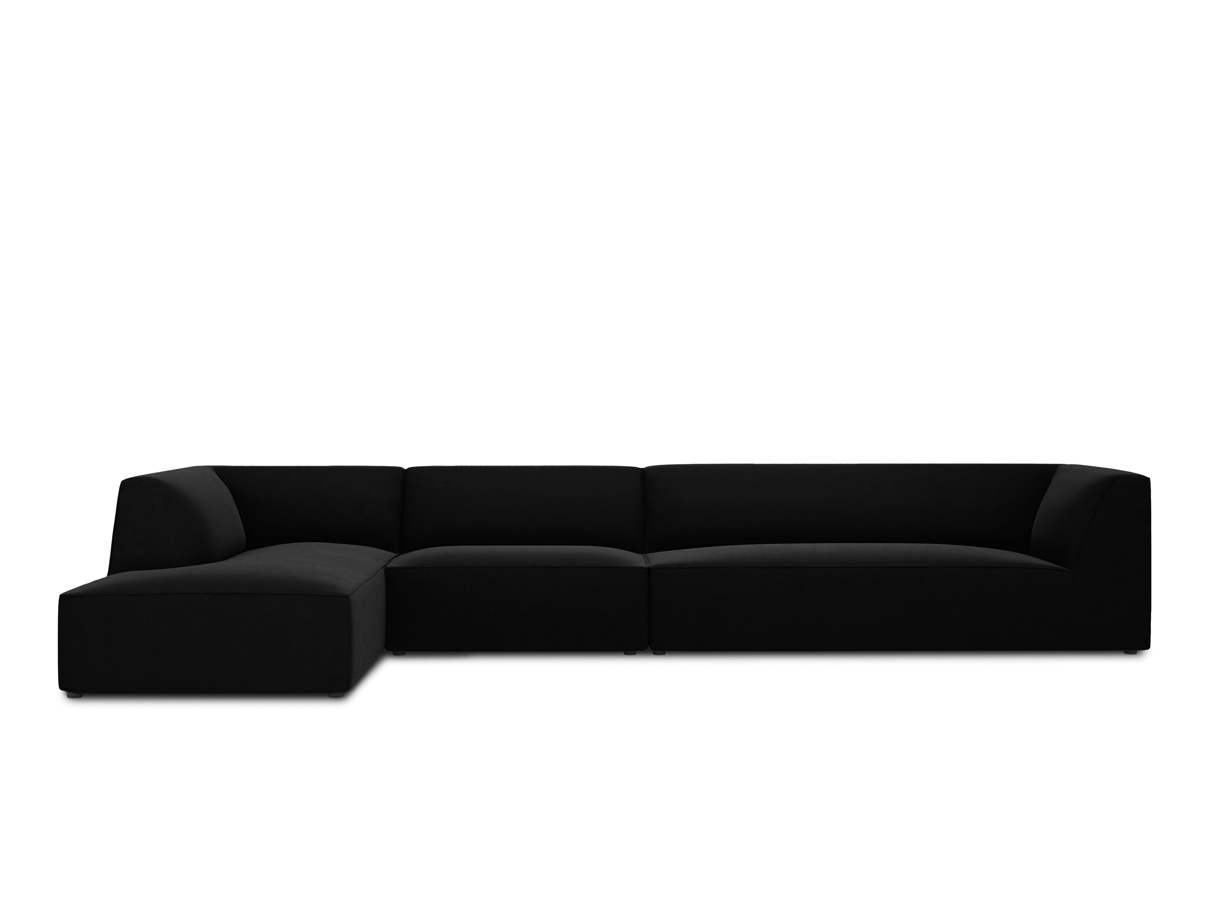 Narożnik aksamitny 5-osobowy lewostronny RUBY czarny Micadoni    Eye on Design