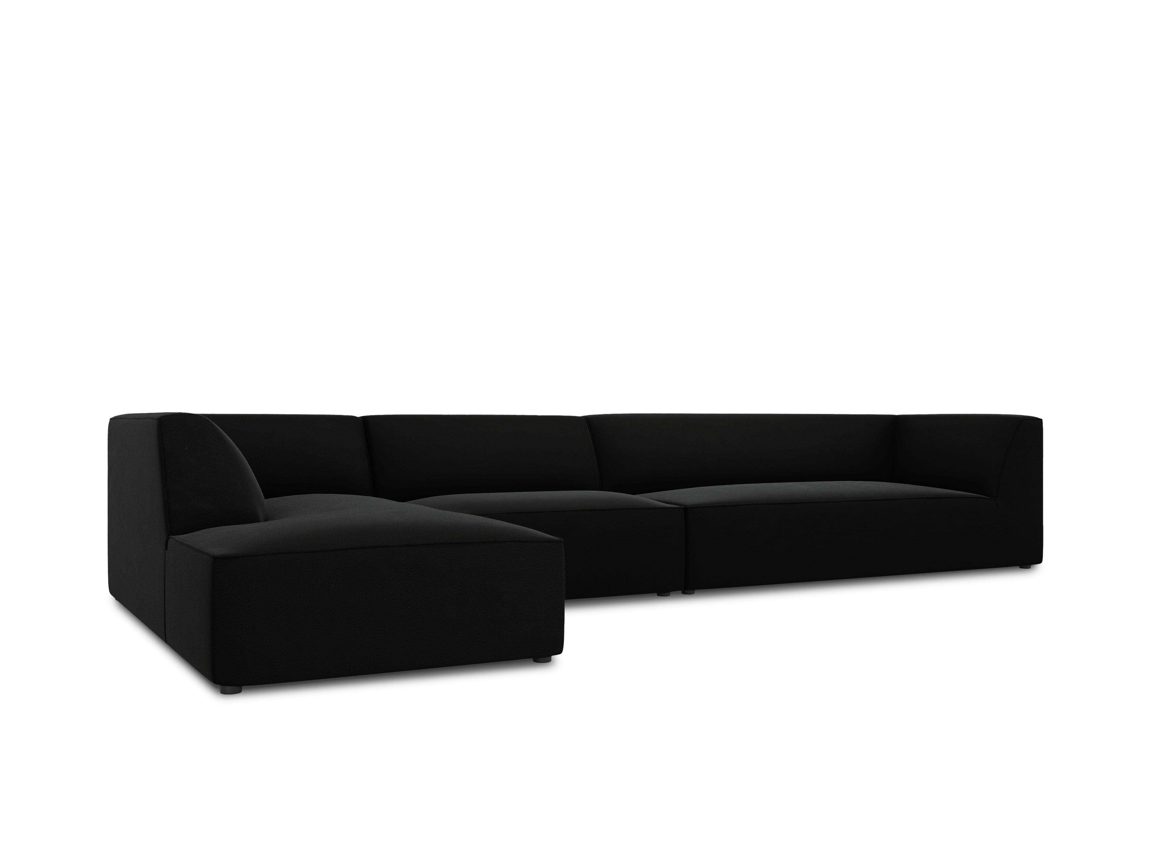 Narożnik aksamitny 5-osobowy lewostronny RUBY czarny Micadoni    Eye on Design