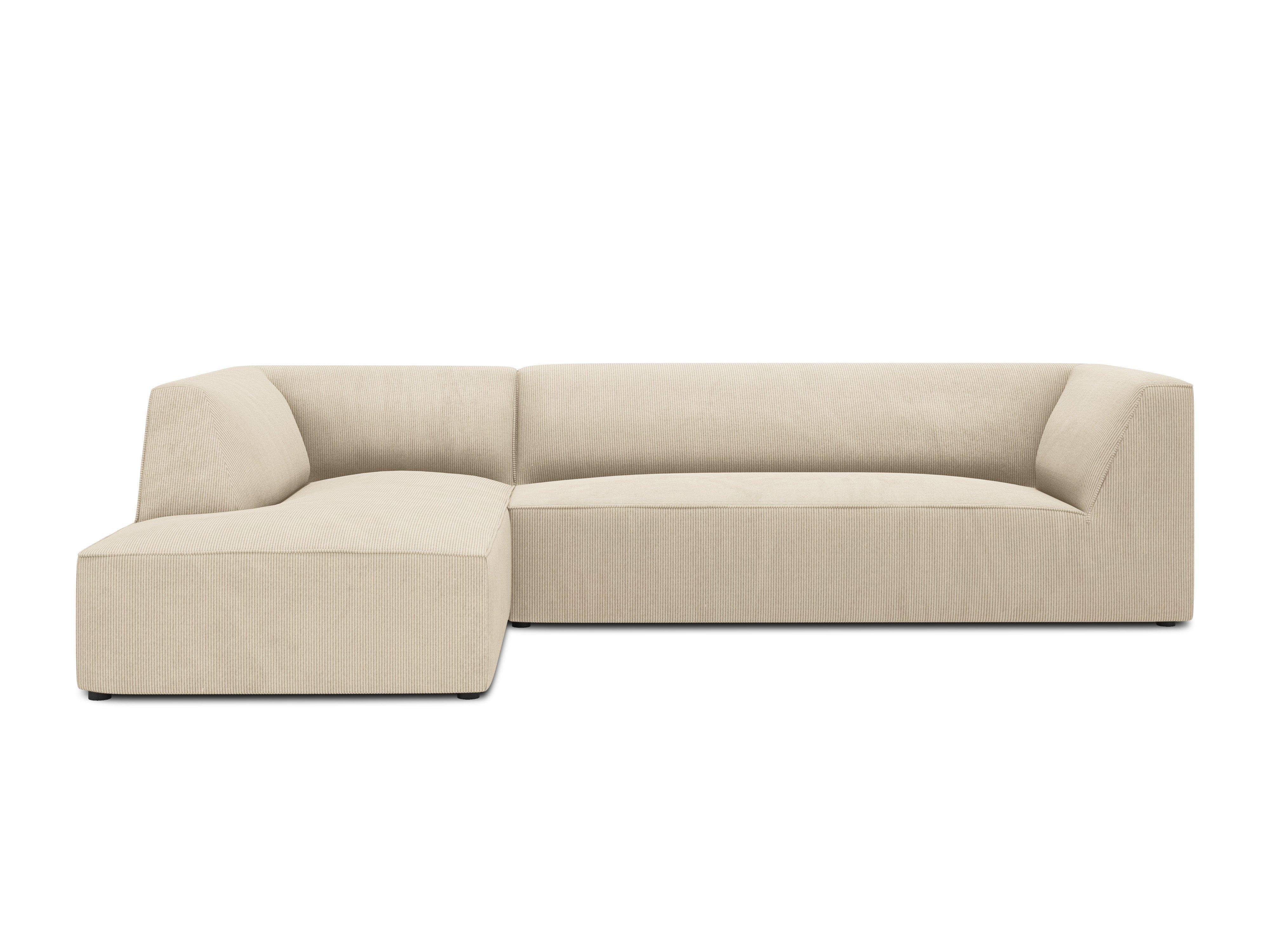 Narożnik sztruksowy 4-osobowy lewostronny RUBY beżowy Micadoni    Eye on Design