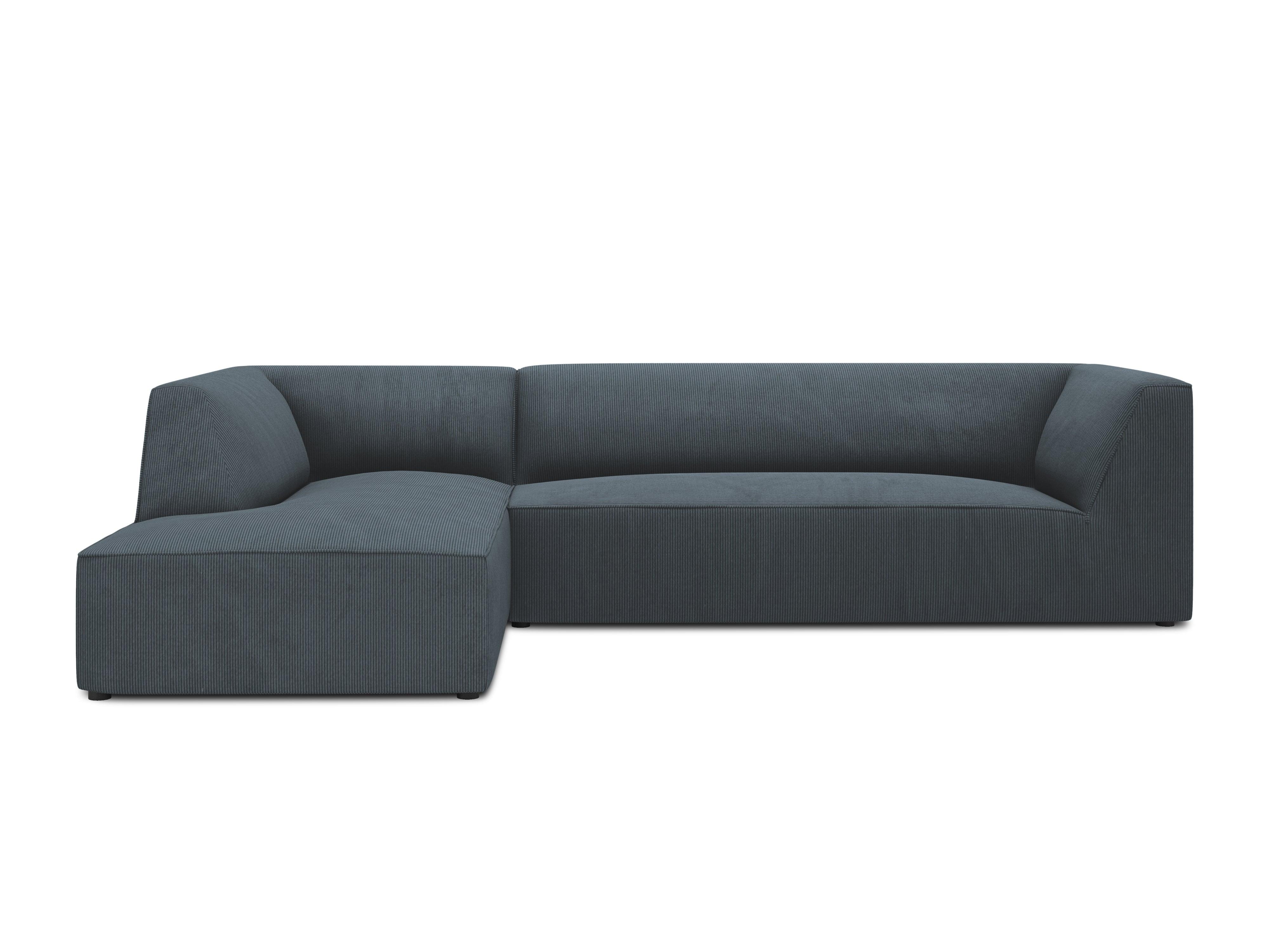 Narożnik sztruksowy 4-osobowy lewostronny RUBY niebieski Micadoni    Eye on Design