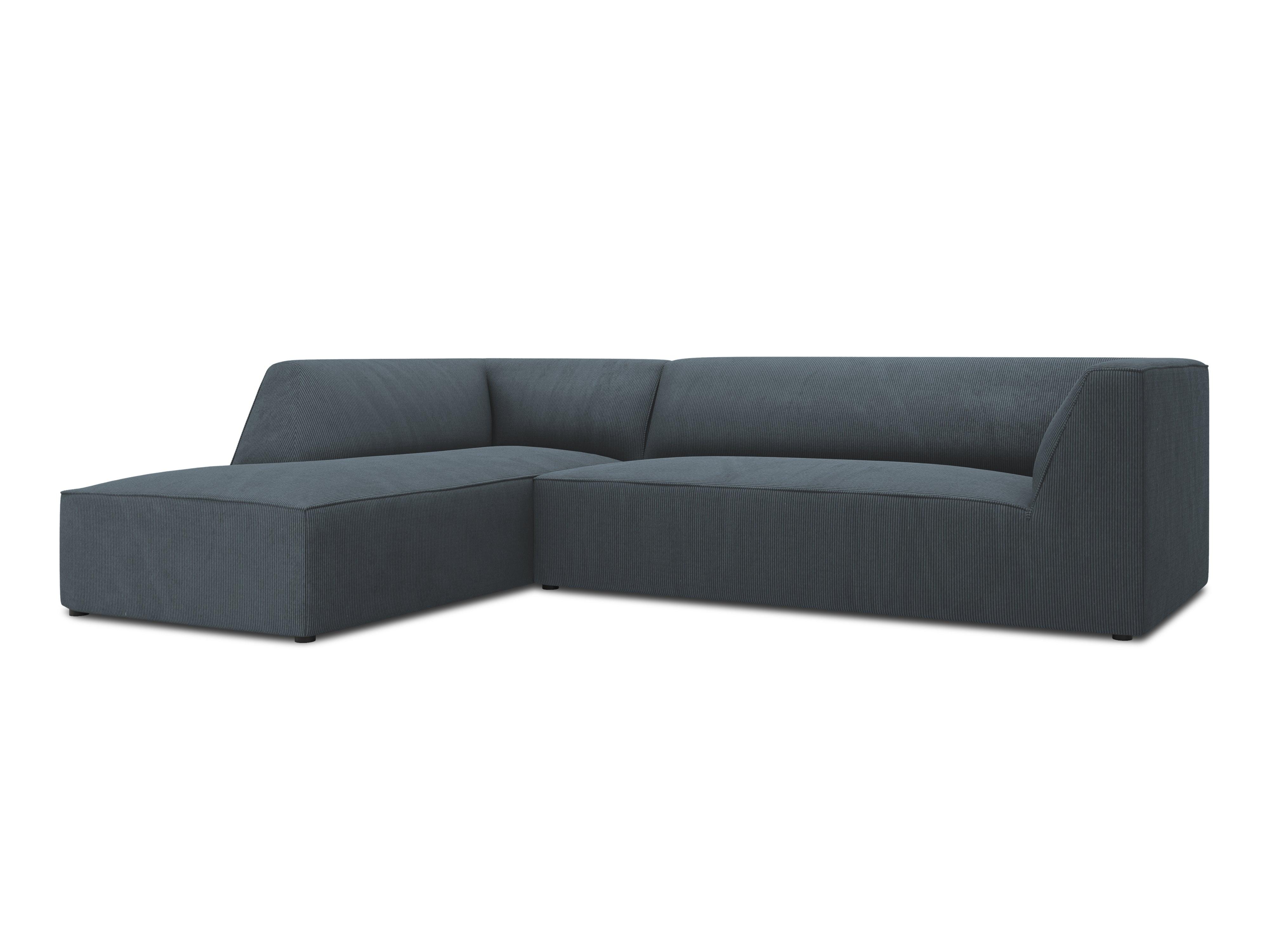 Narożnik sztruksowy 4-osobowy lewostronny RUBY niebieski Micadoni    Eye on Design