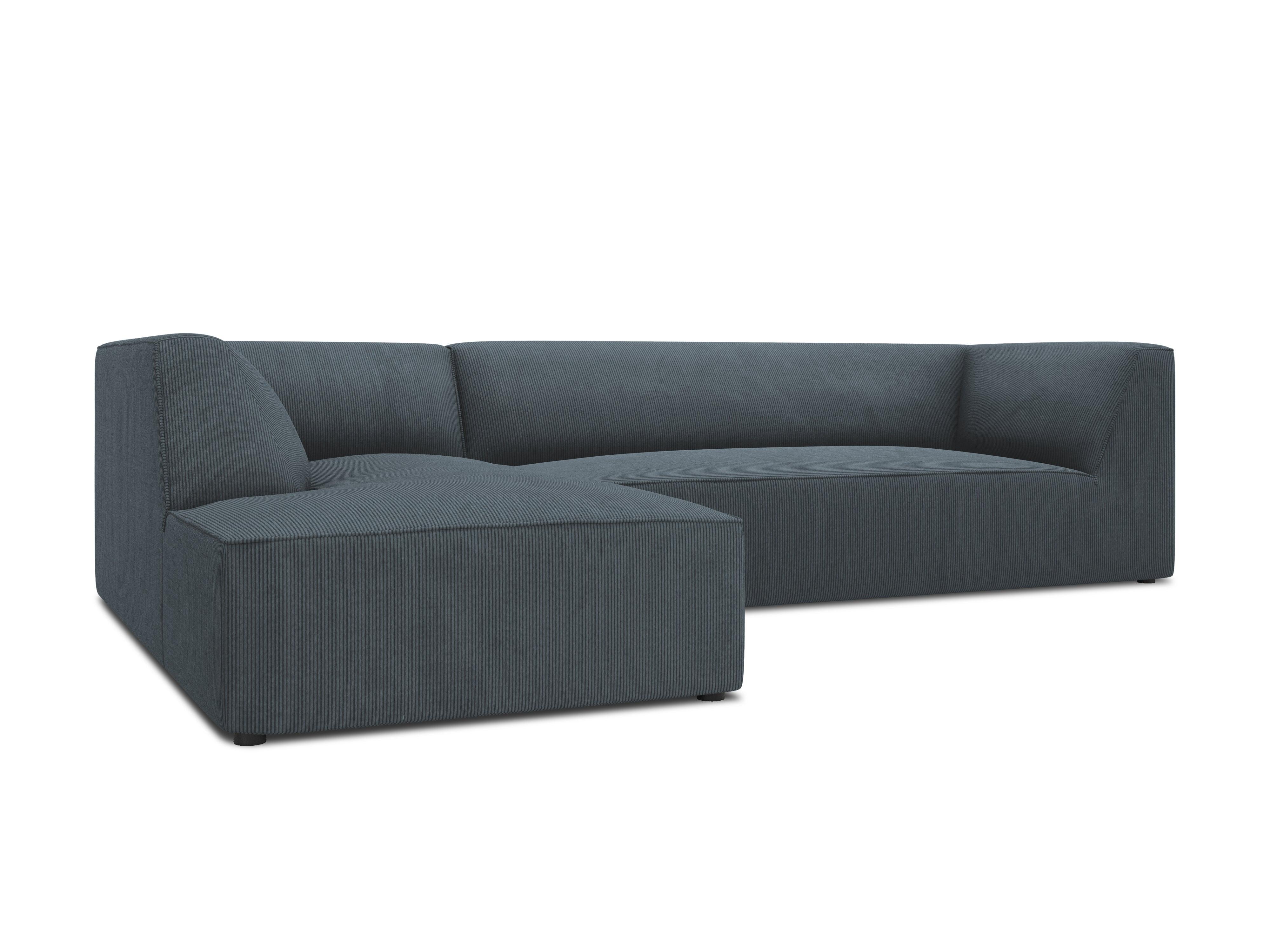 Narożnik sztruksowy 4-osobowy lewostronny RUBY niebieski Micadoni    Eye on Design