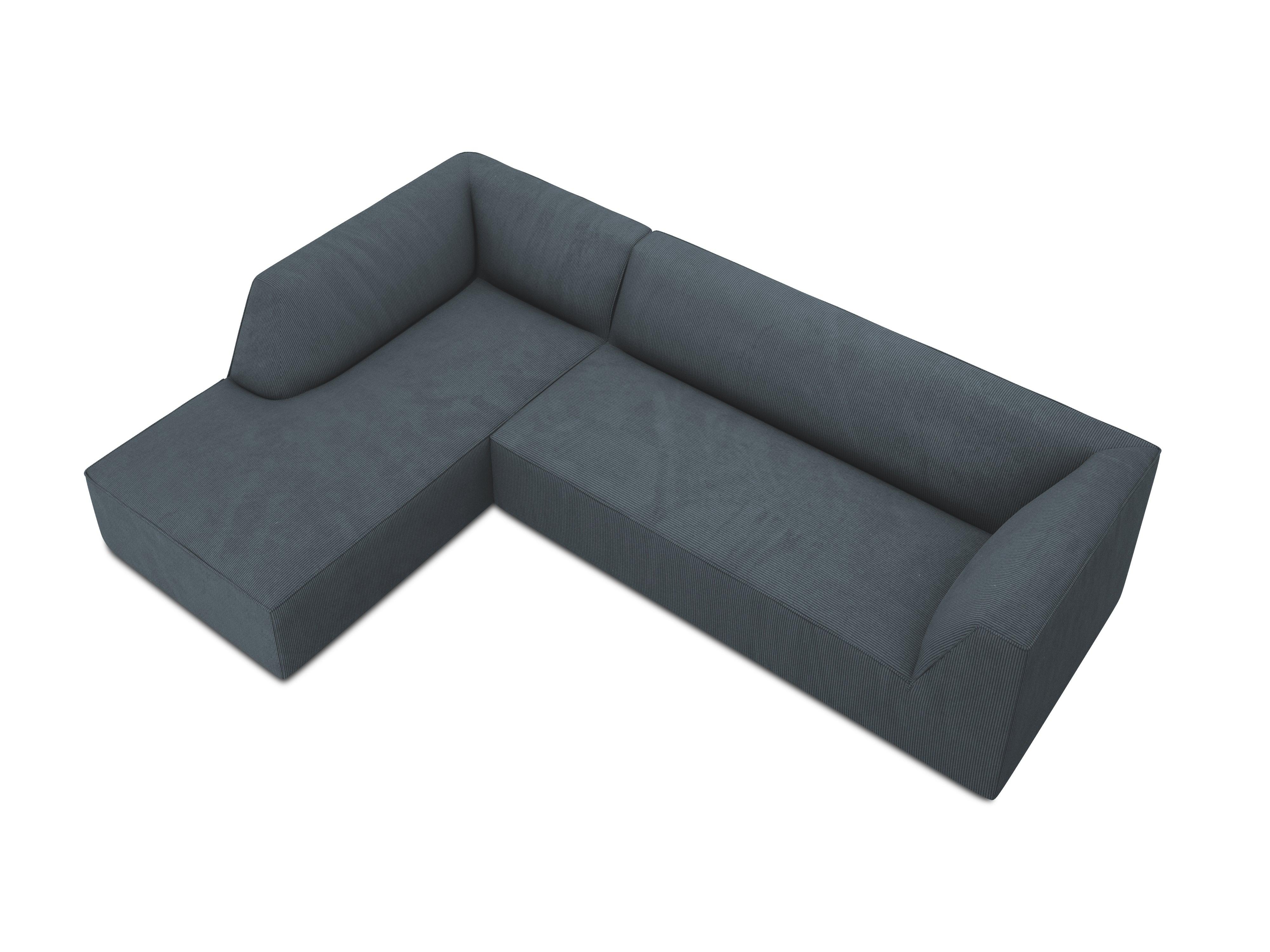 Narożnik sztruksowy 4-osobowy lewostronny RUBY niebieski Micadoni    Eye on Design