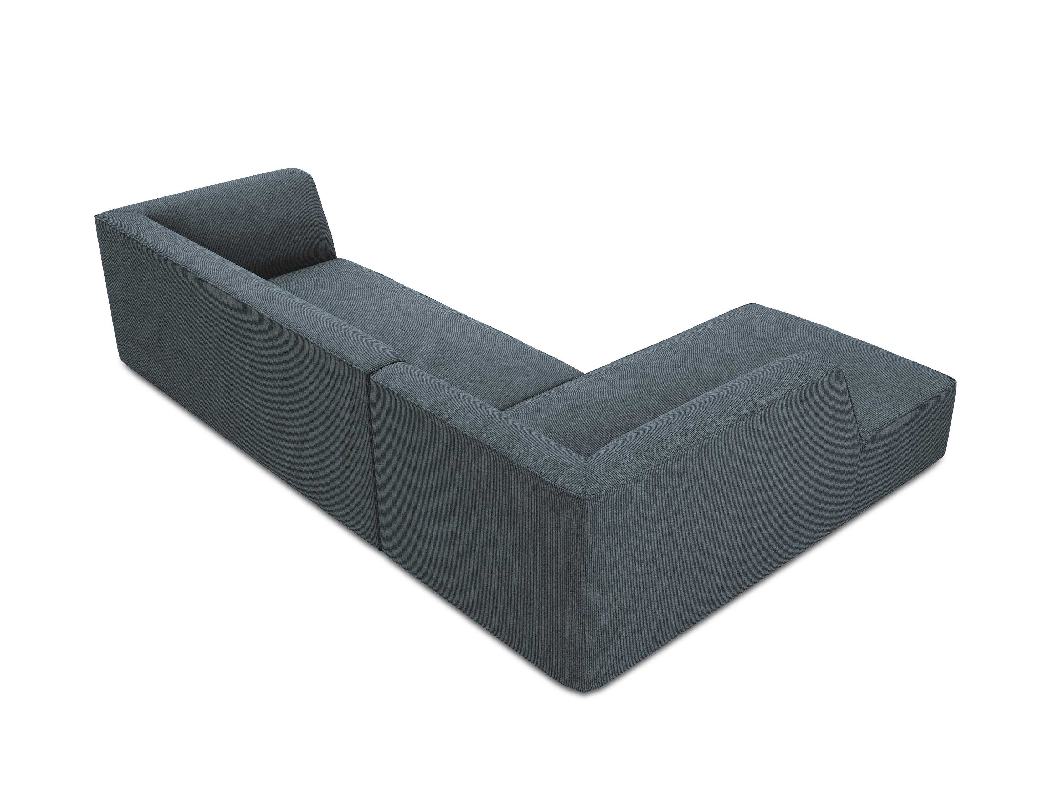 Narożnik sztruksowy 4-osobowy lewostronny RUBY niebieski Micadoni    Eye on Design