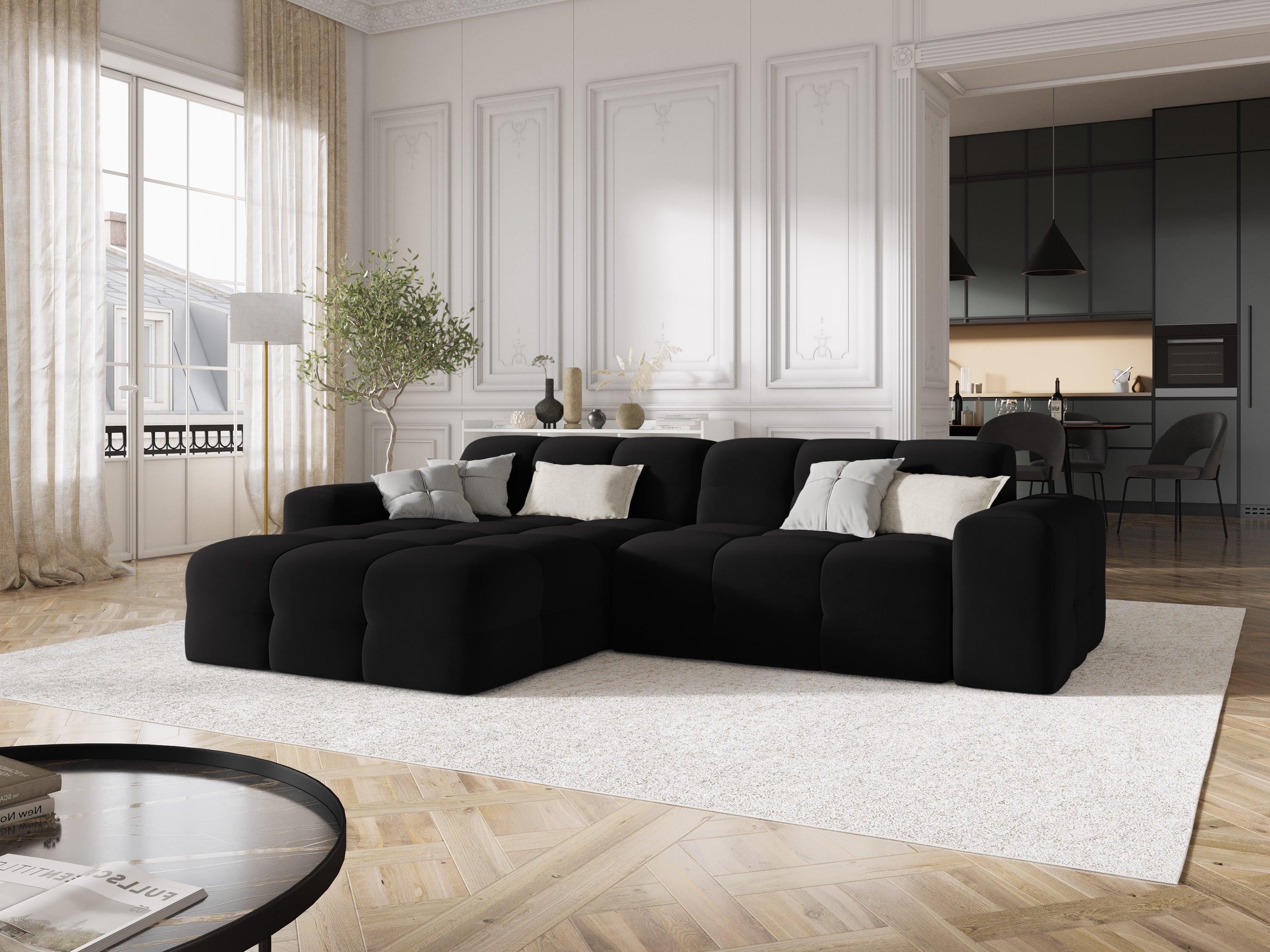 Narożnik lewostronny 4-osobowy KENDAL czarny Micadoni    Eye on Design