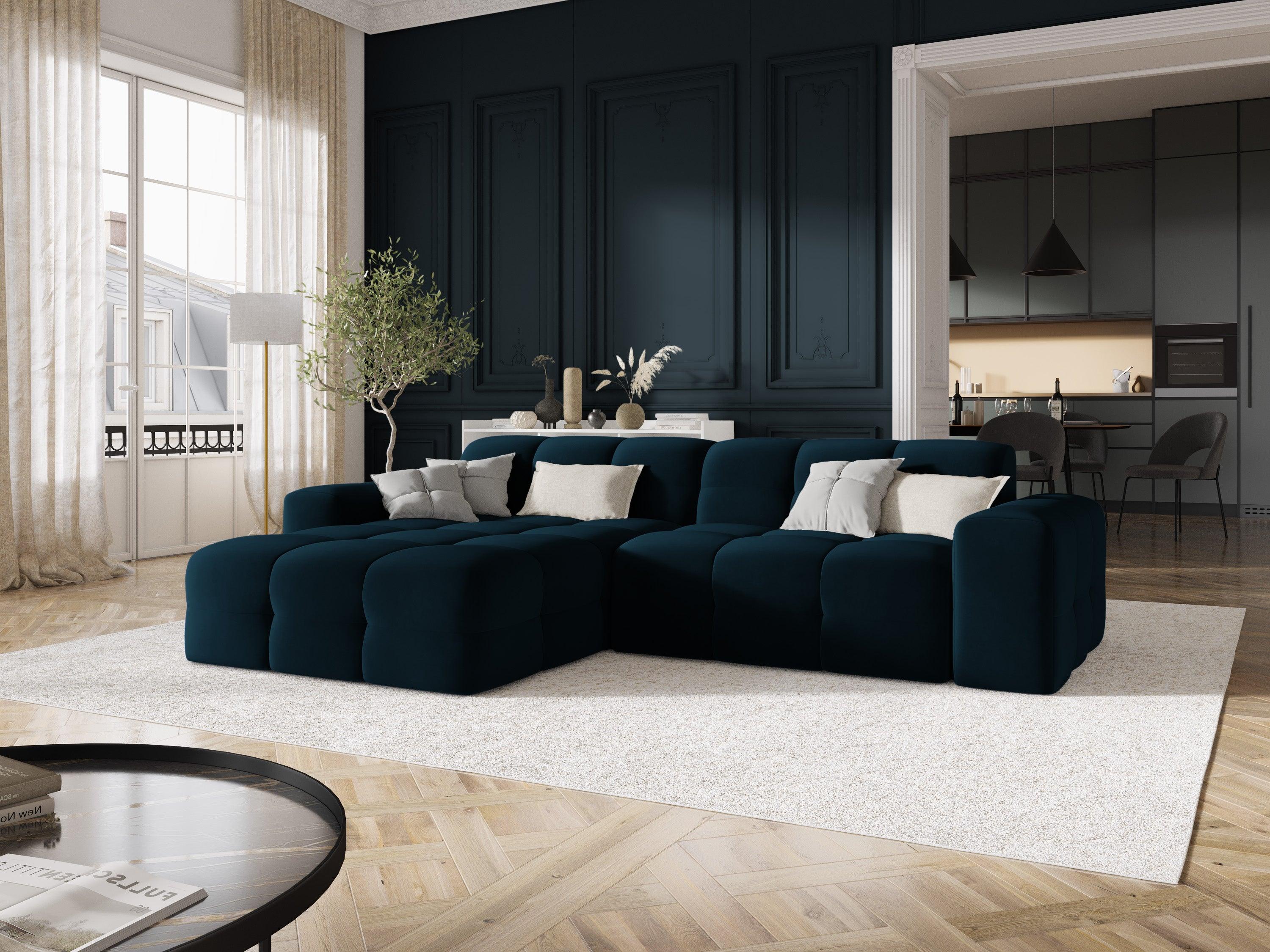 Narożnik lewostronny 4-osobowy KENDAL granatowy Micadoni    Eye on Design