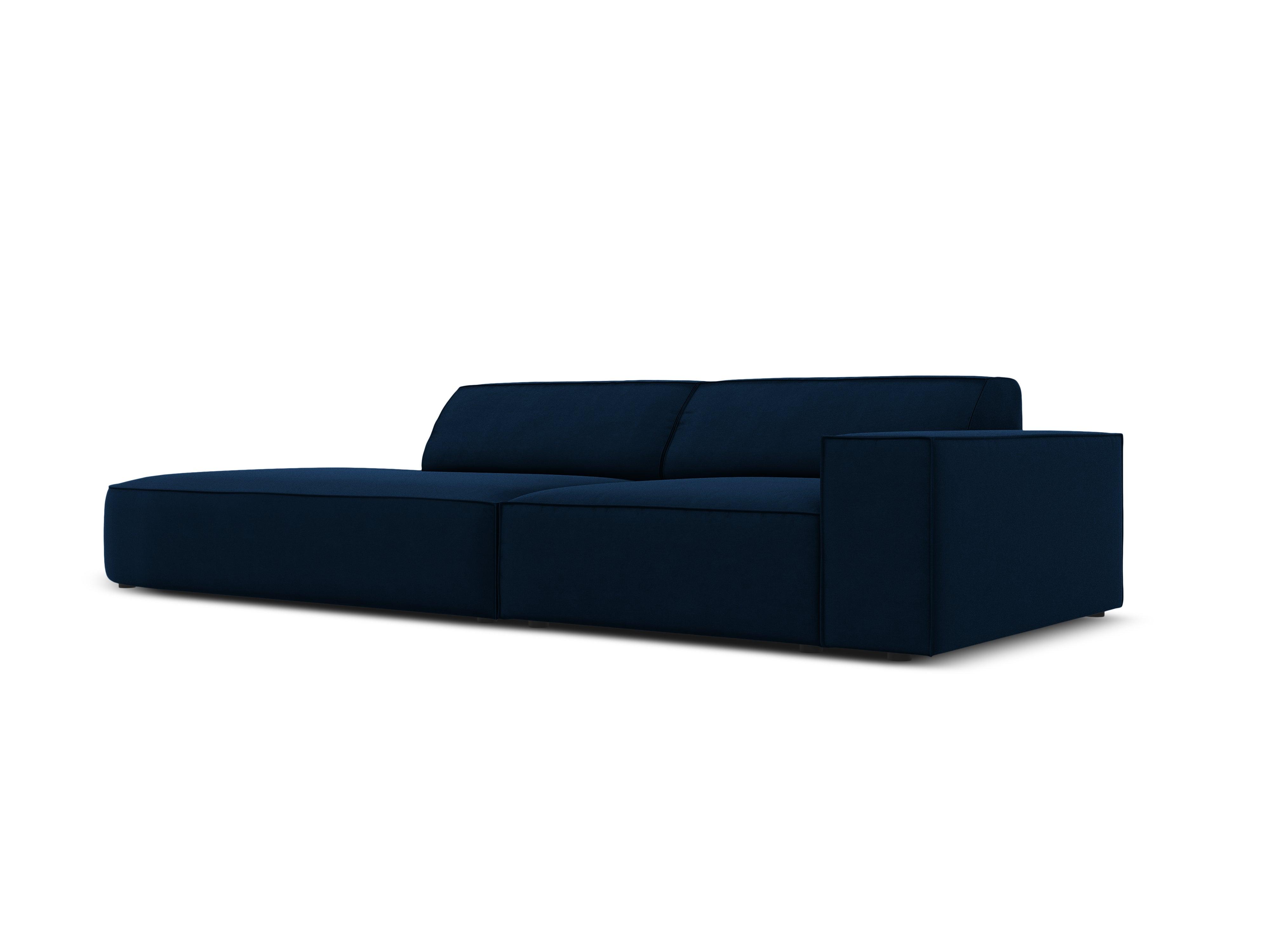 Sofa aksamitna lewostronna okrągła 3-osobowa JODIE granat królewski Micadoni    Eye on Design
