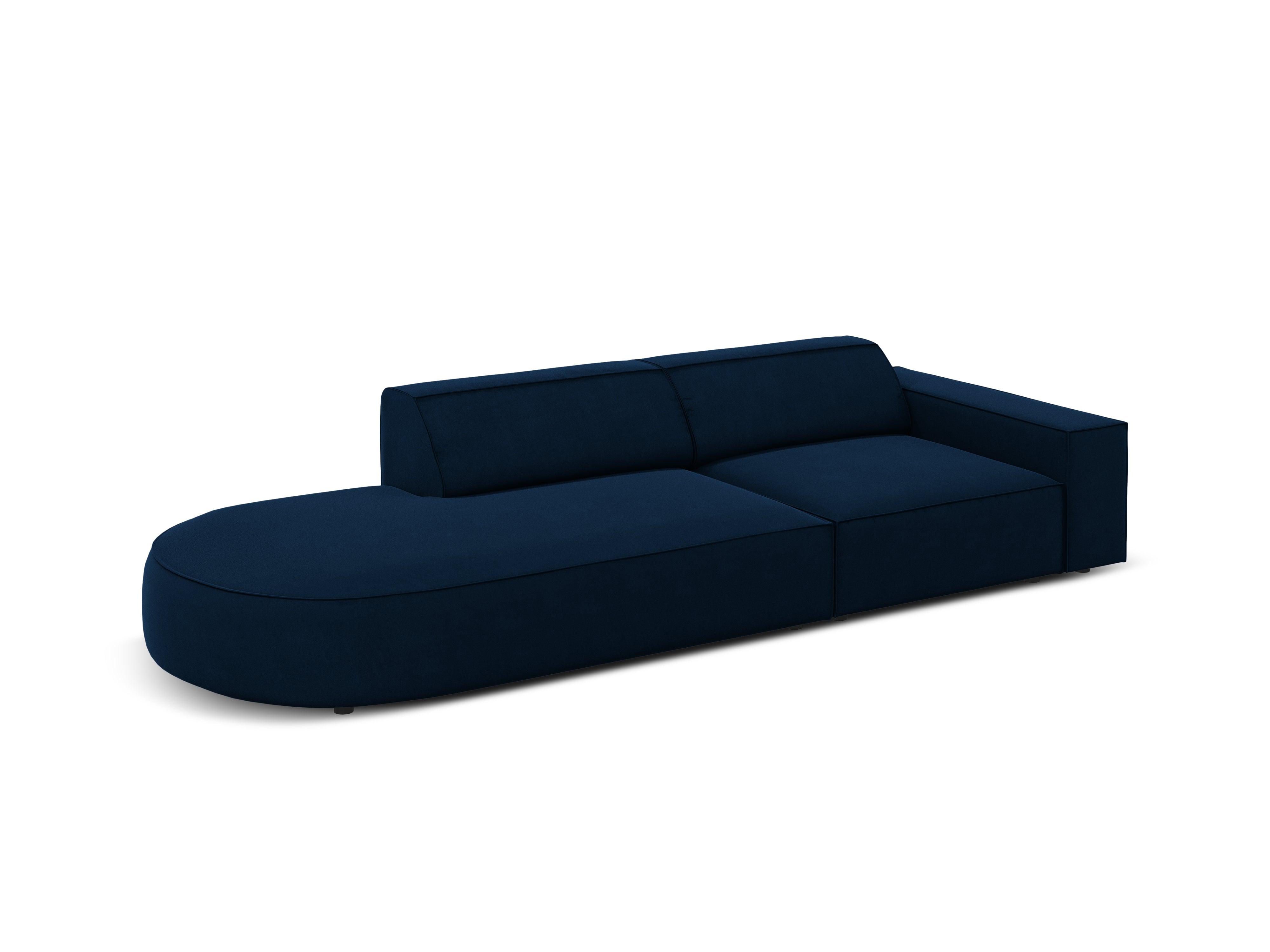 Sofa aksamitna lewostronna okrągła 3-osobowa JODIE granat królewski Micadoni    Eye on Design