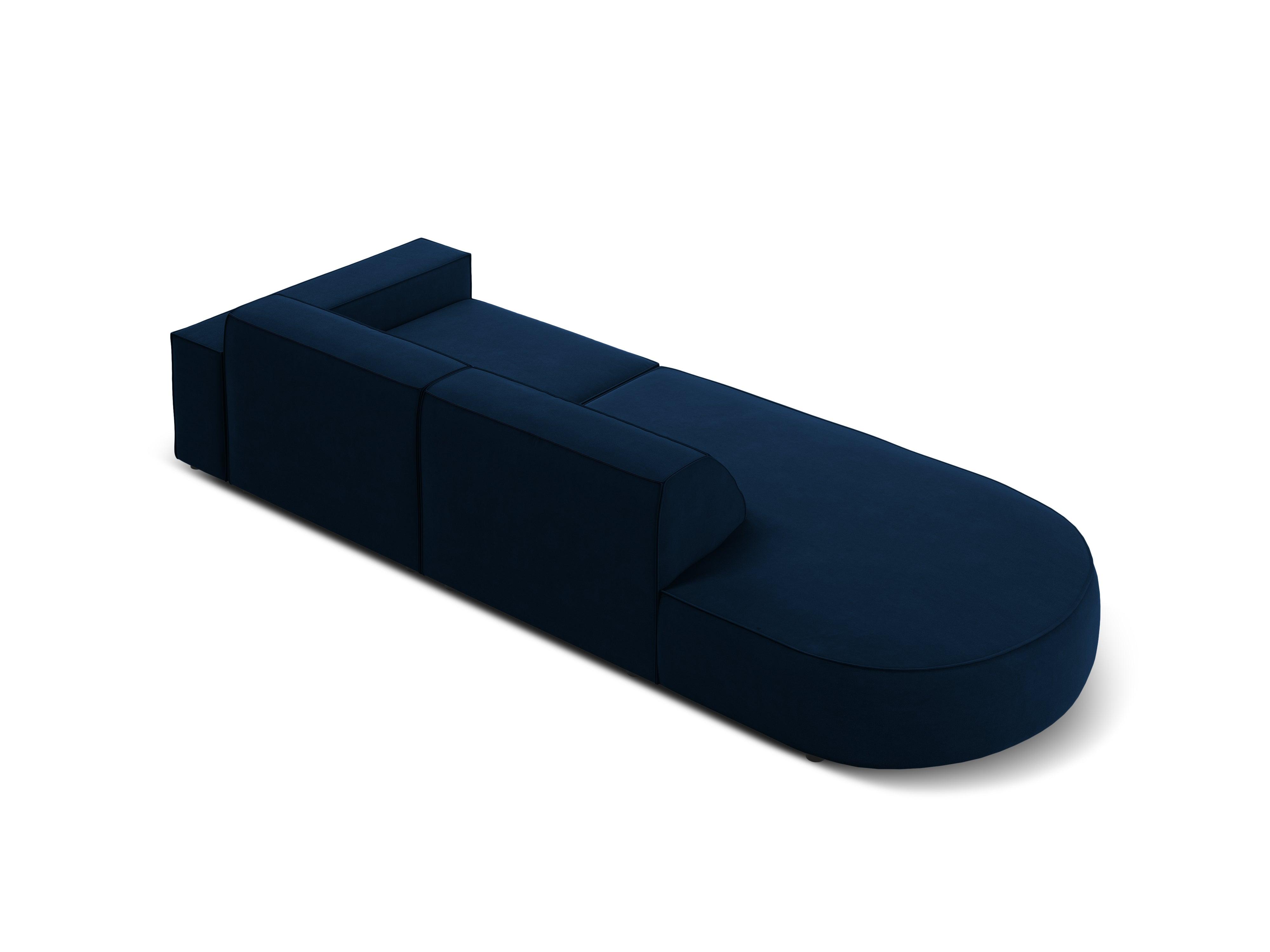 Sofa aksamitna lewostronna okrągła 3-osobowa JODIE granat królewski Micadoni    Eye on Design