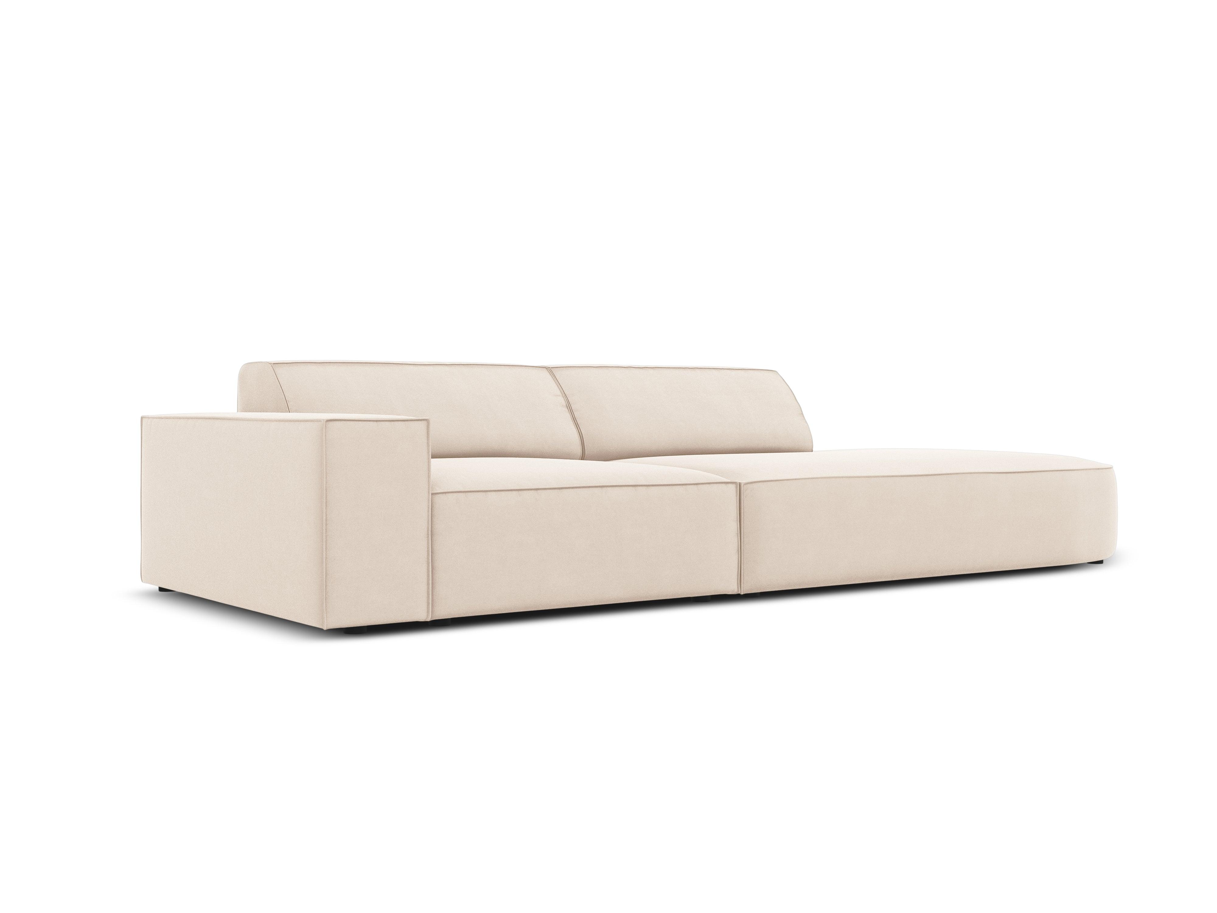 Sofa aksamitna prawostronna okrągła 3-osobowa JODIE jasnobeżowy Micadoni    Eye on Design