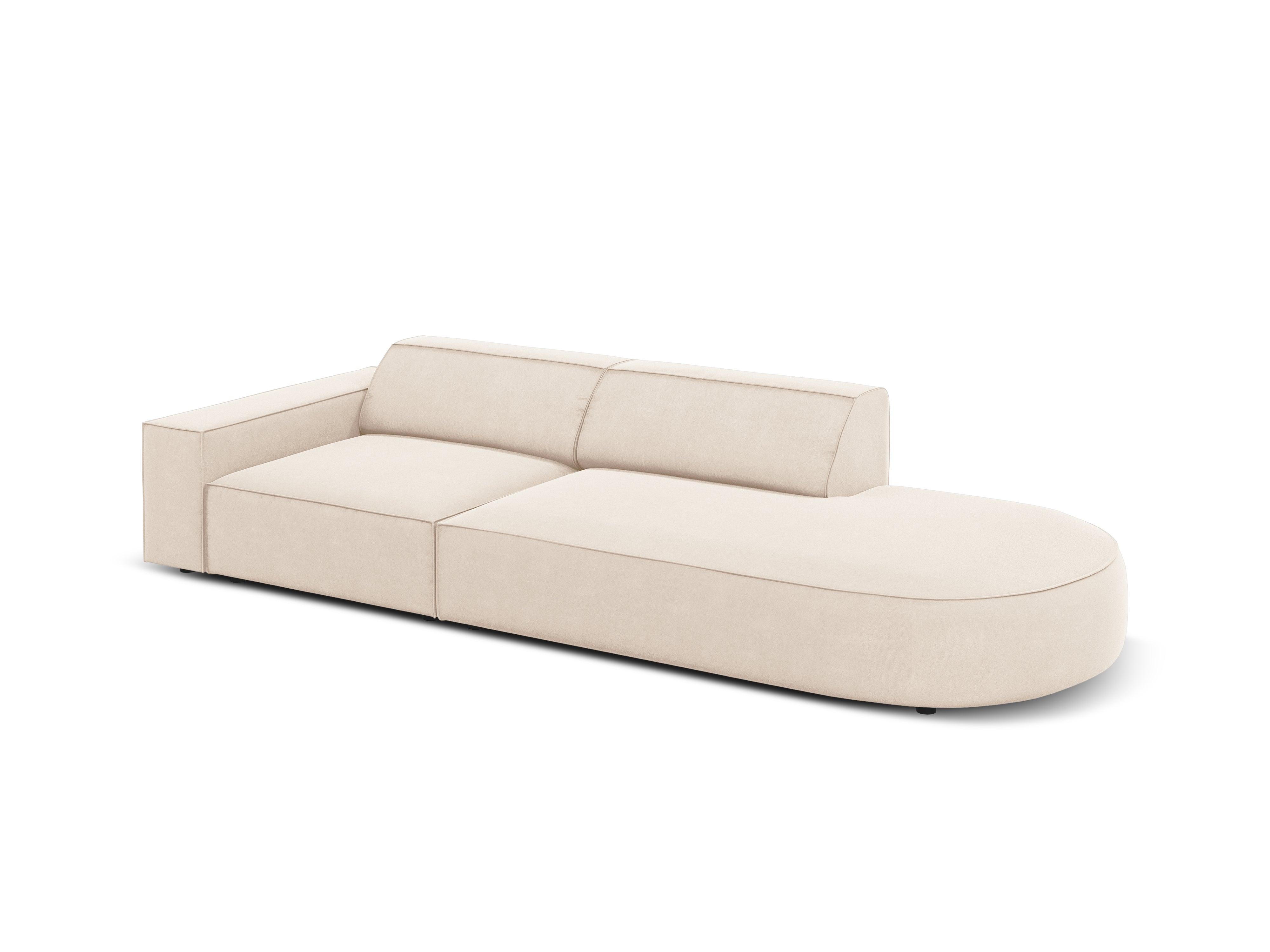 Sofa aksamitna prawostronna okrągła 3-osobowa JODIE jasnobeżowy Micadoni    Eye on Design
