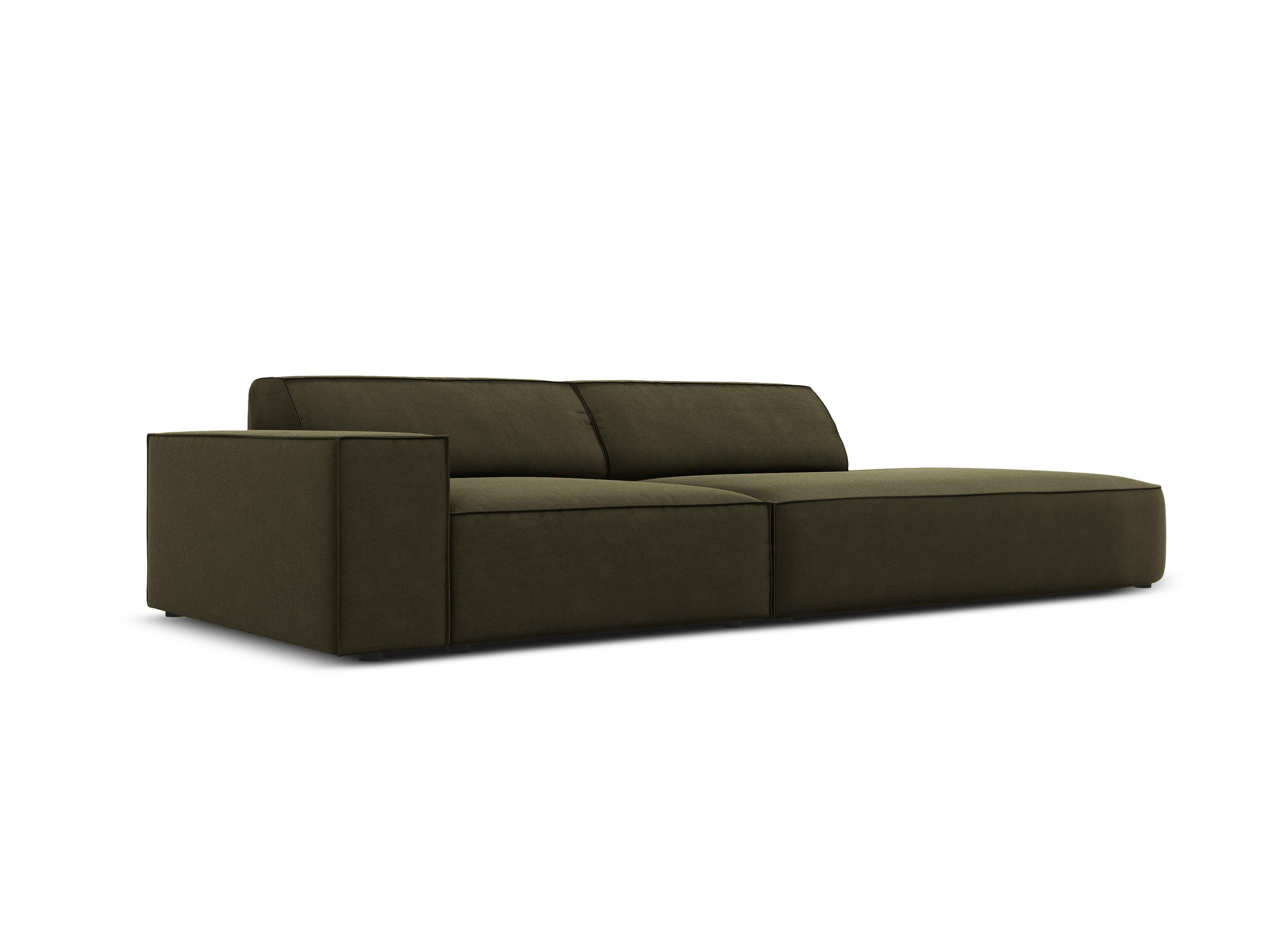 Sofa aksamitna prawostronna okrągła 3-osobowa JODIE zielony Micadoni    Eye on Design