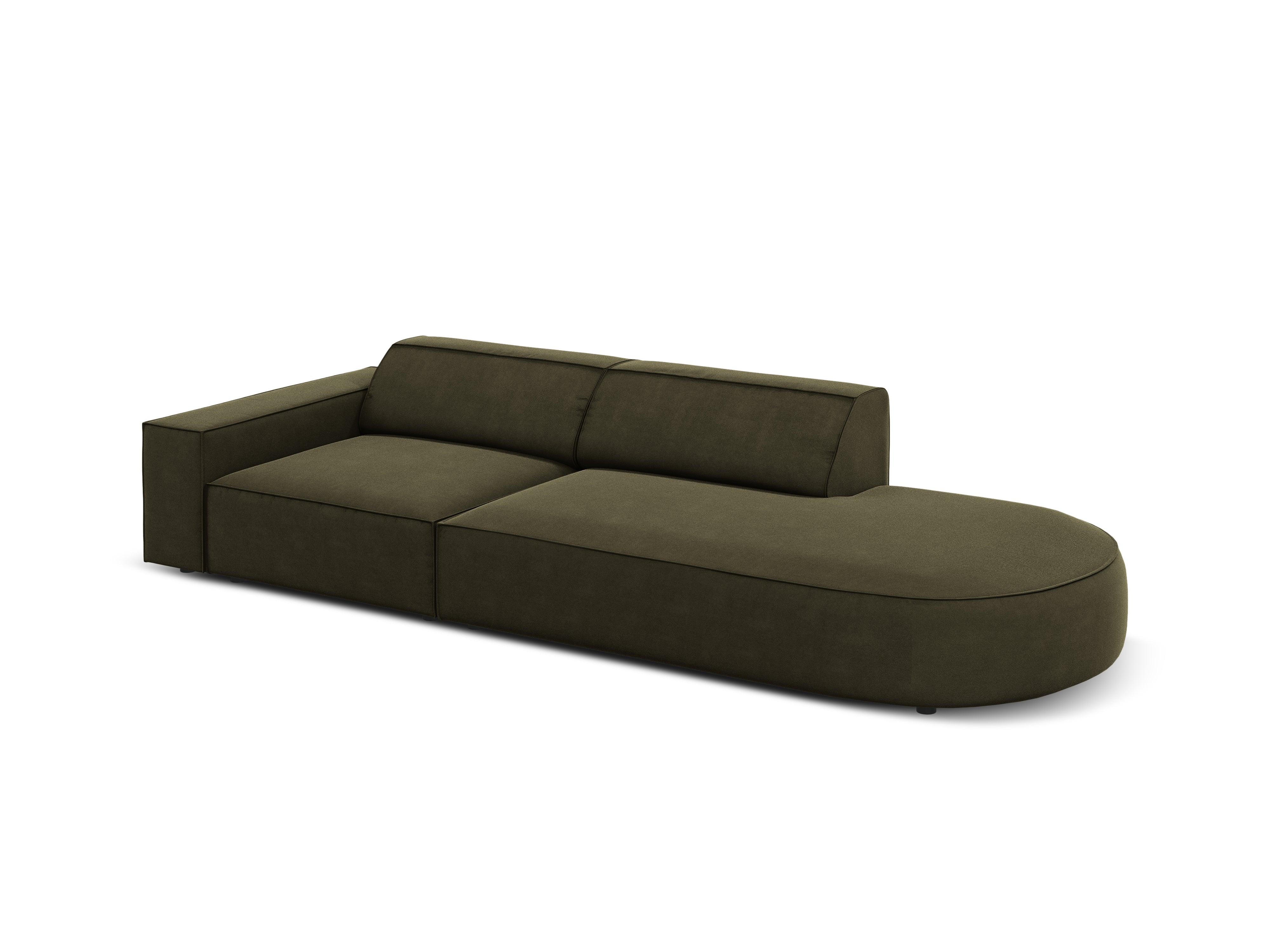 Sofa aksamitna prawostronna okrągła 3-osobowa JODIE zielony Micadoni    Eye on Design