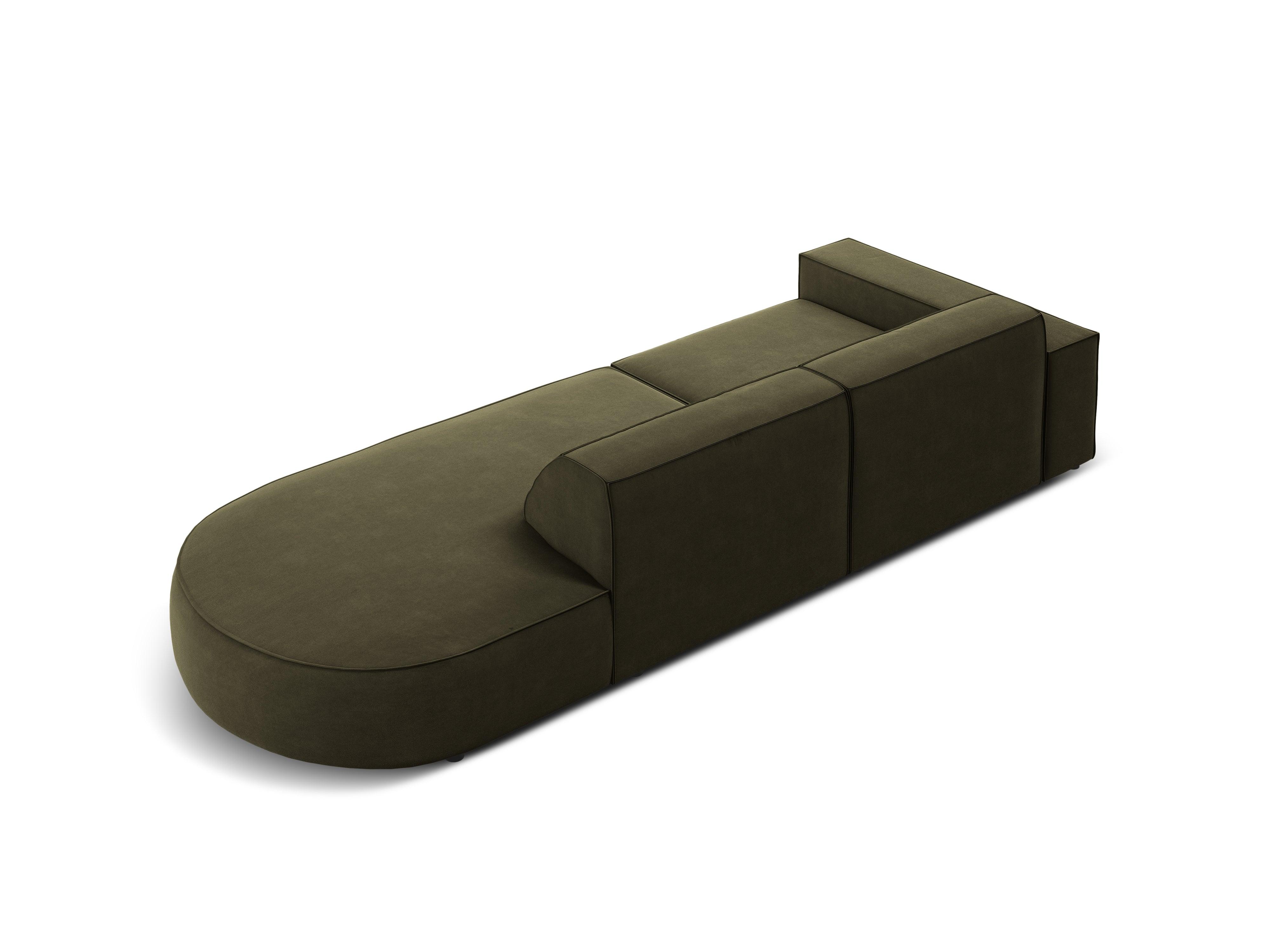 Sofa aksamitna prawostronna okrągła 3-osobowa JODIE zielony Micadoni    Eye on Design