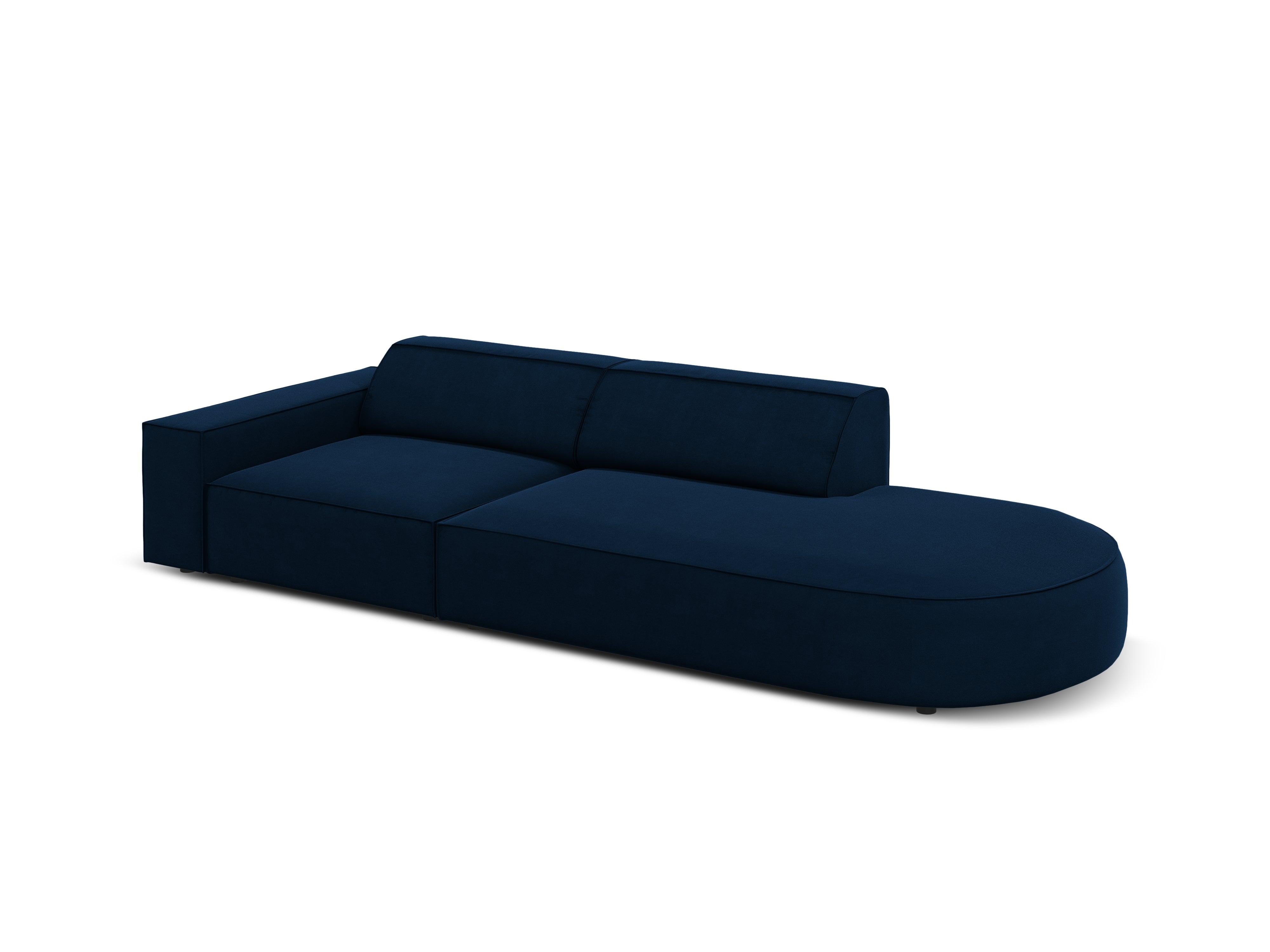 Sofa aksamitna prawostronna okrągła 3-osobowa JODIE granat królewski Micadoni    Eye on Design