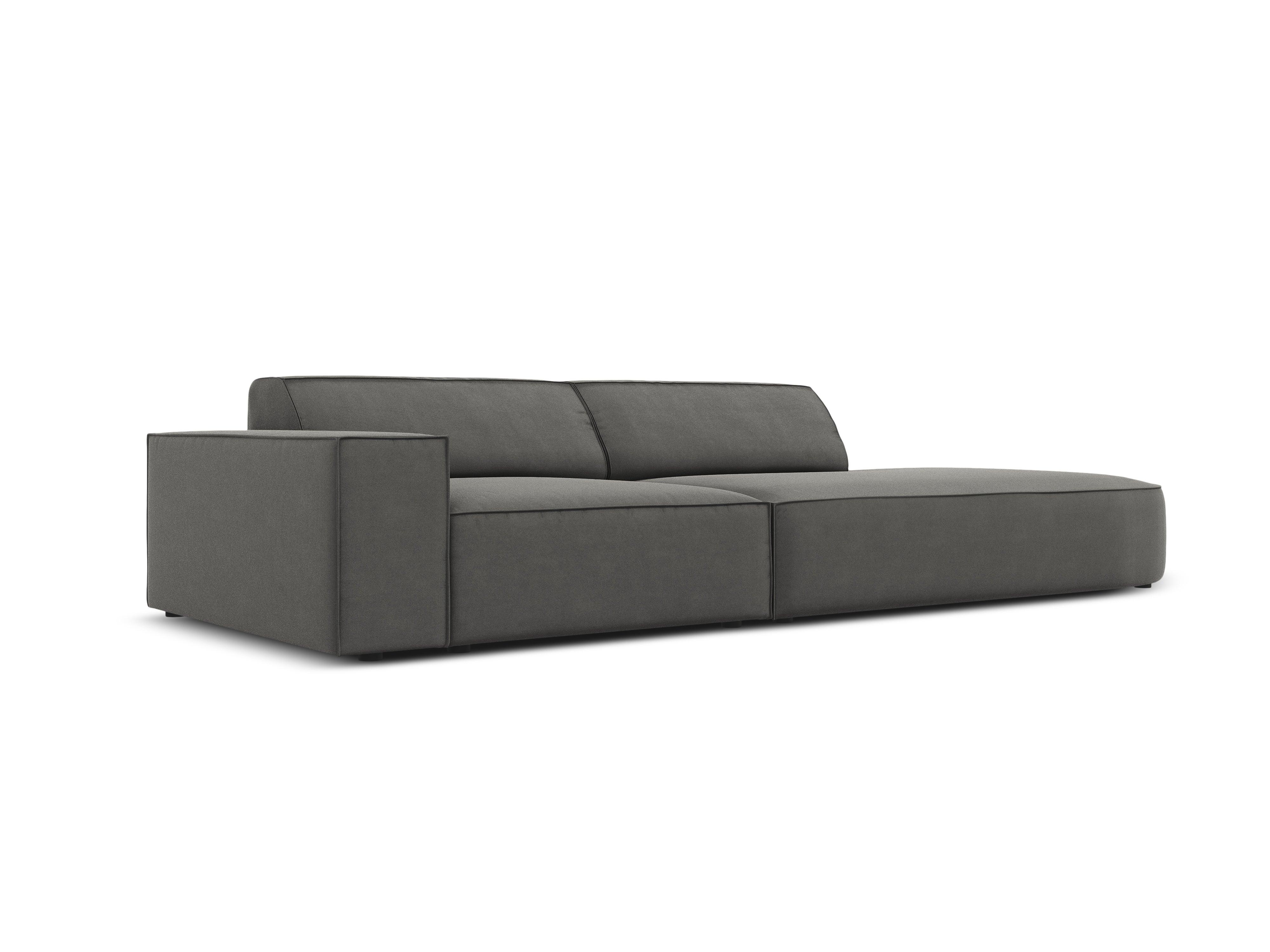 Sofa aksamitna prawostronna okrągła 3-osobowa JODIE jasnoszary Micadoni    Eye on Design