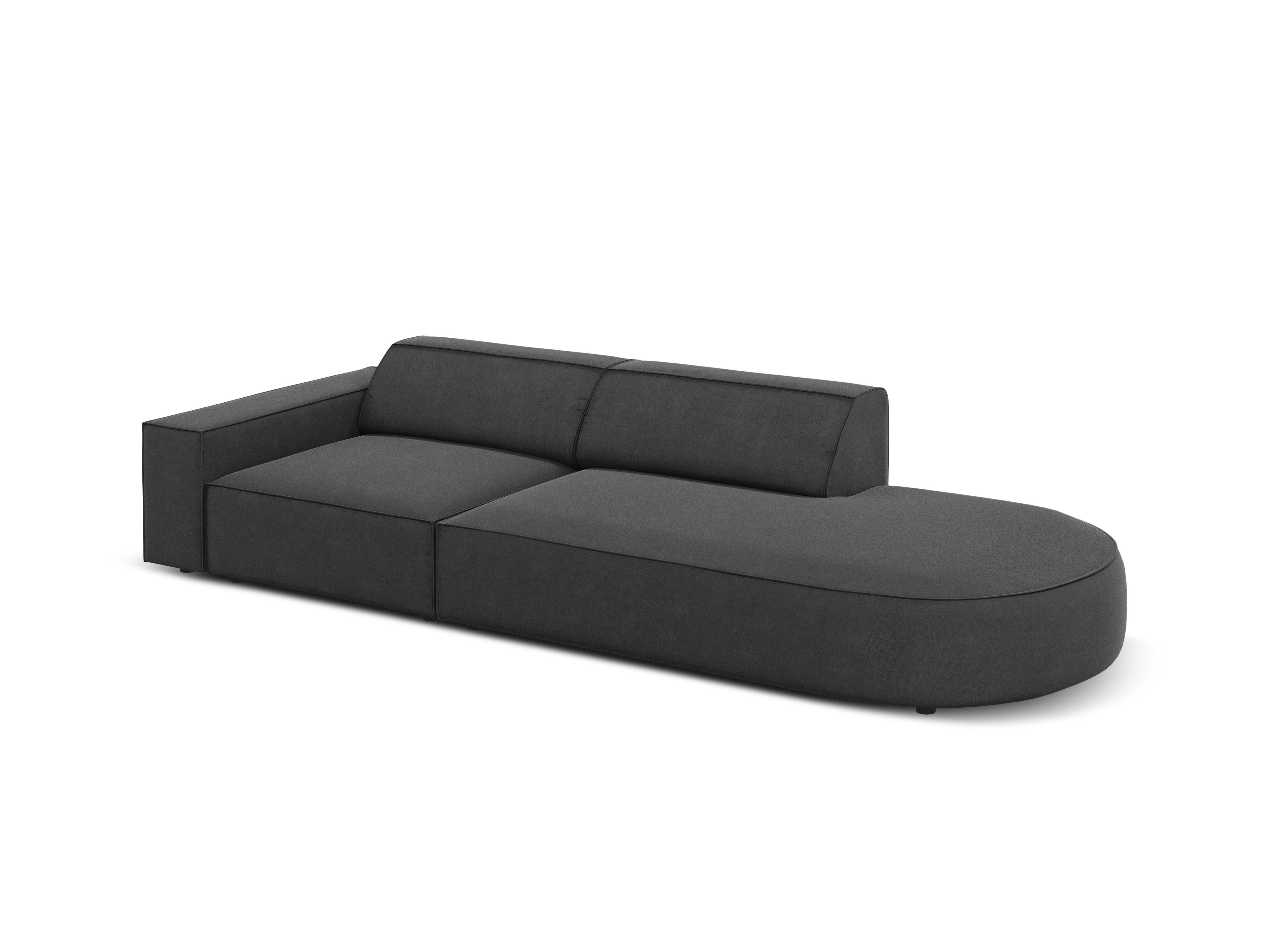 Sofa aksamitna prawostronna okrągła 3-osobowa JODIE ciemnoszary Micadoni    Eye on Design