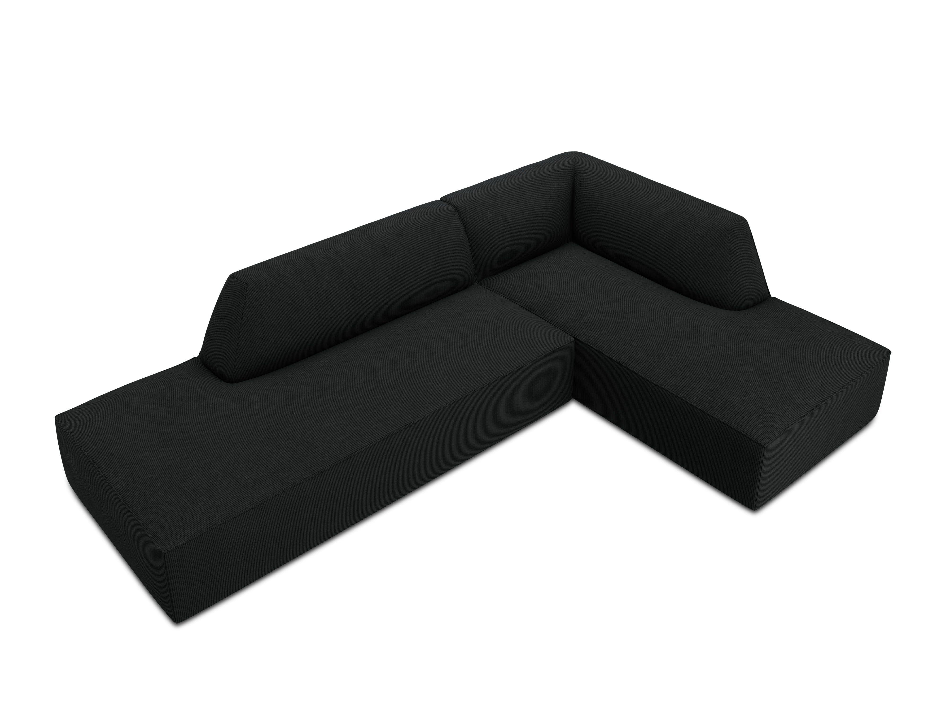 Sofa narożna sztruksowa prawostronny RUBY czarny Micadoni    Eye on Design