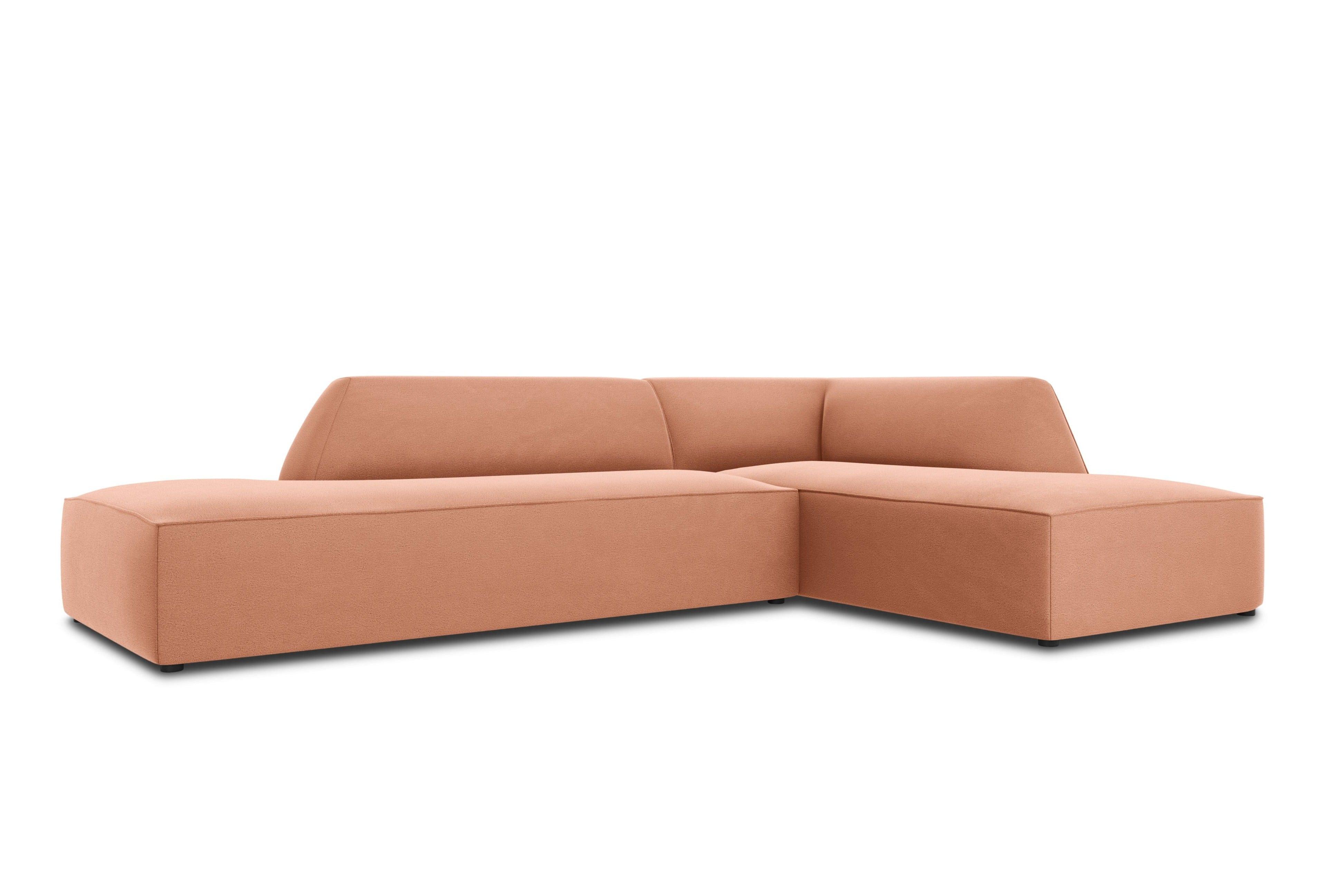 Sofa narożna aksamitna prawostronna RUBY łososiowy Micadoni    Eye on Design