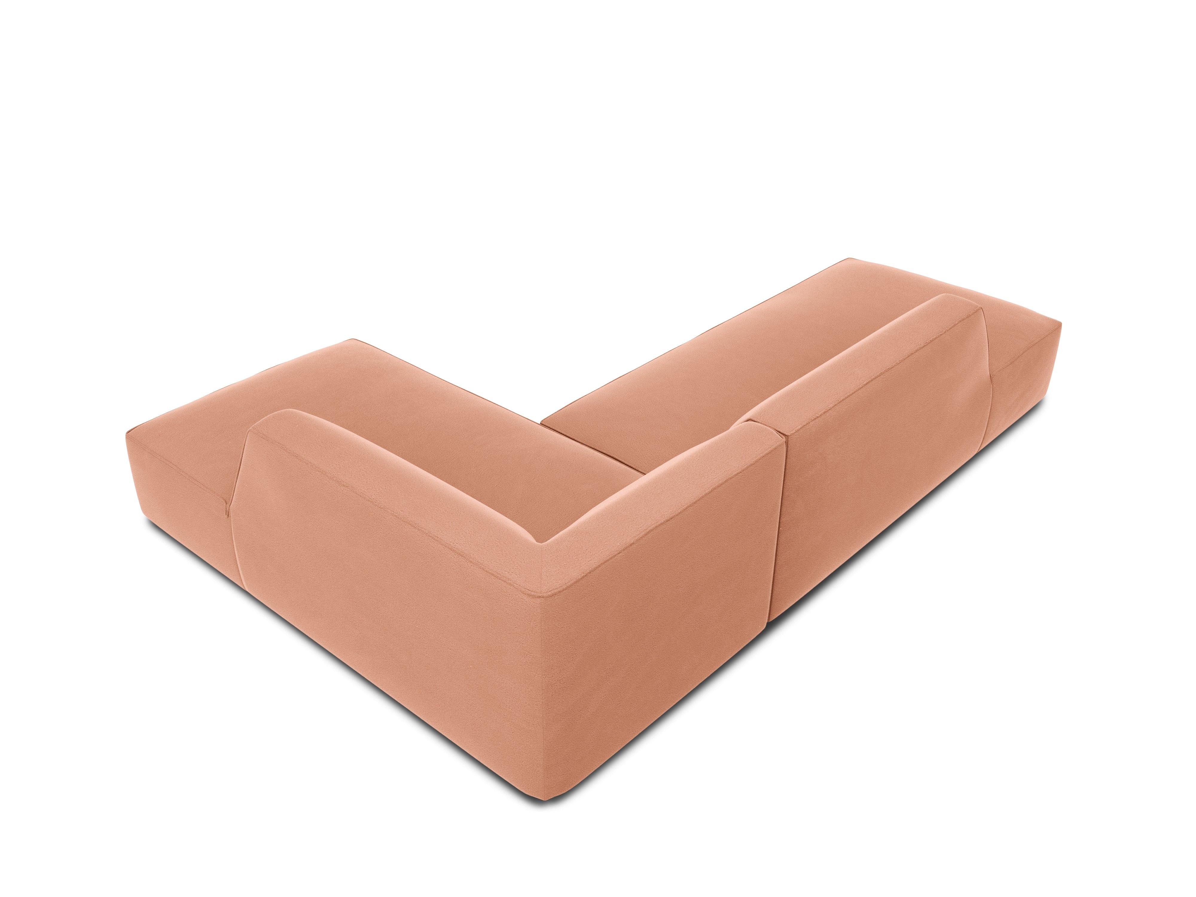 Sofa narożna aksamitna prawostronna RUBY łososiowy Micadoni    Eye on Design