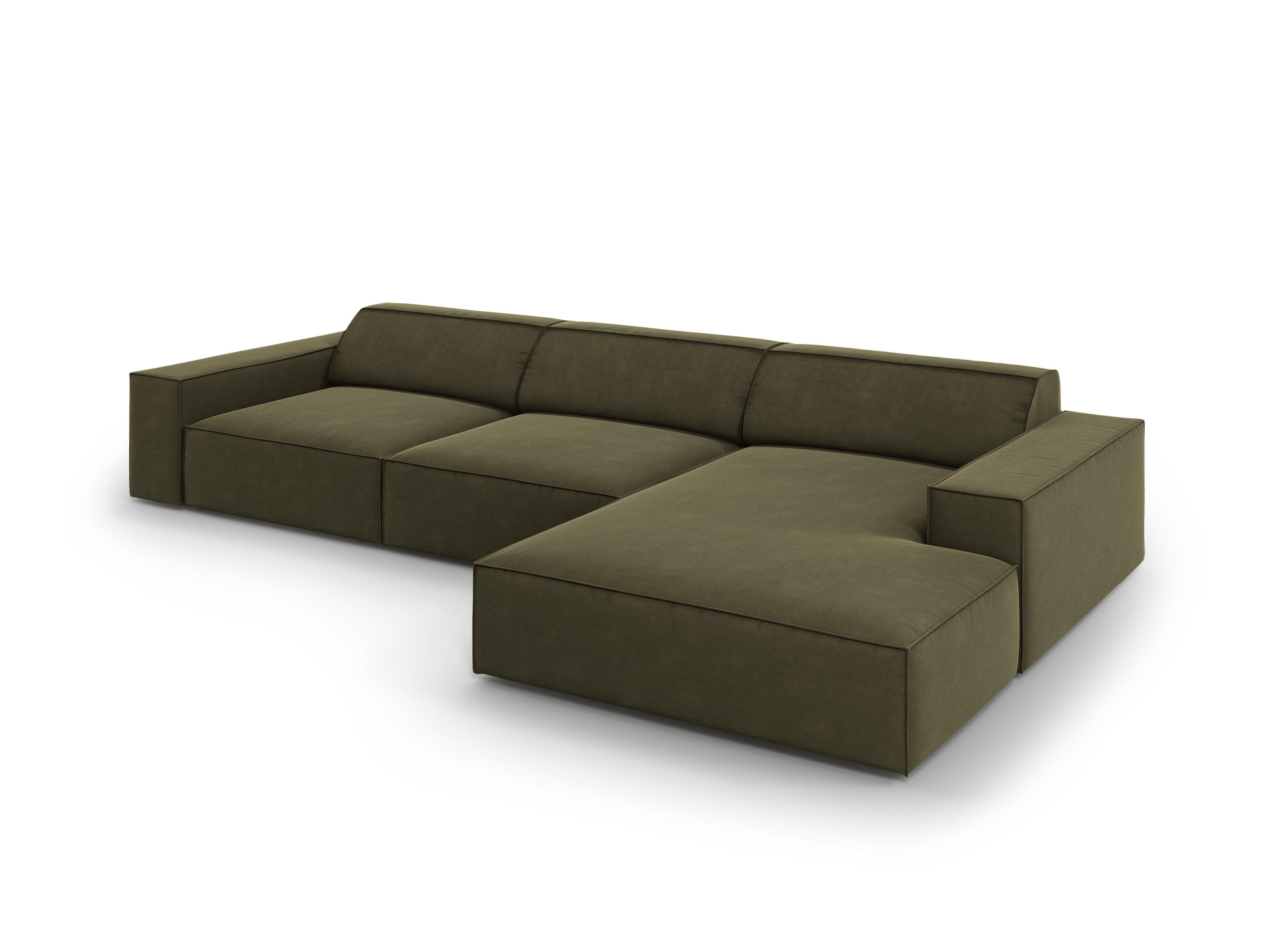 Narożnik aksamitny prawostronny 4-osobowy JODIE zielony Micadoni    Eye on Design