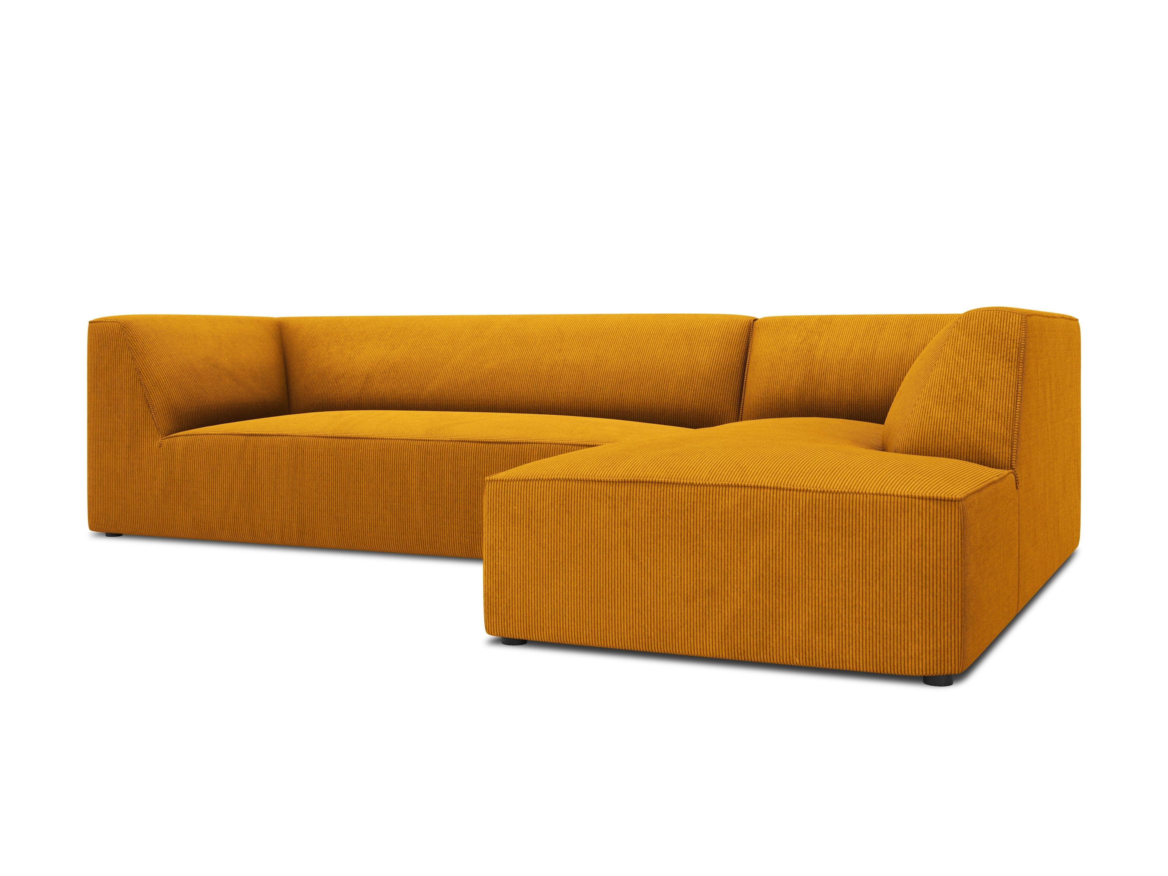 Narożnik sztruksowy 4-osobowy prawostronny RUBY żółty Micadoni    Eye on Design