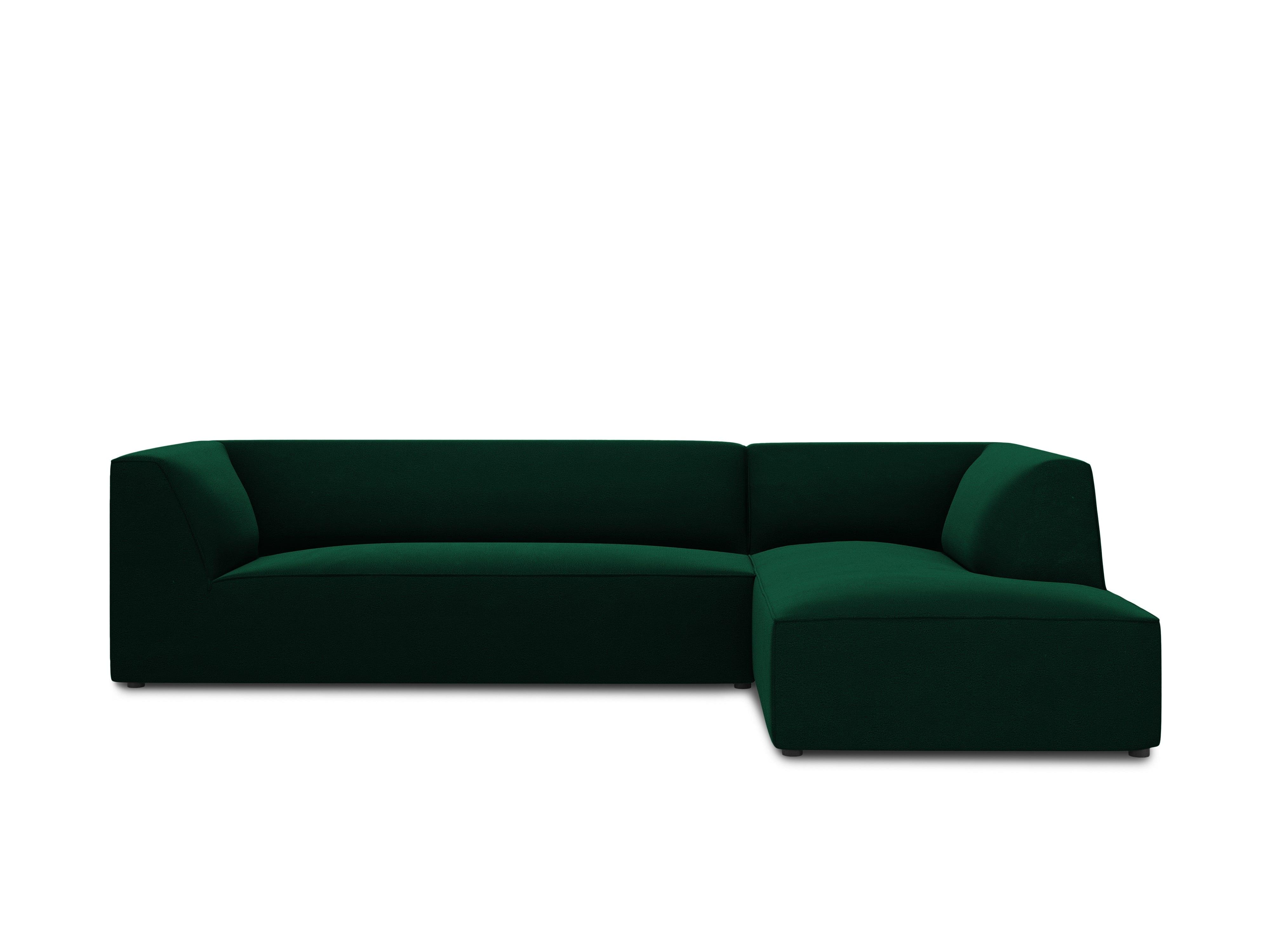 Narożnik aksamitny 4-osobowy prawostronny RUBY butelkowa zieleń Micadoni    Eye on Design