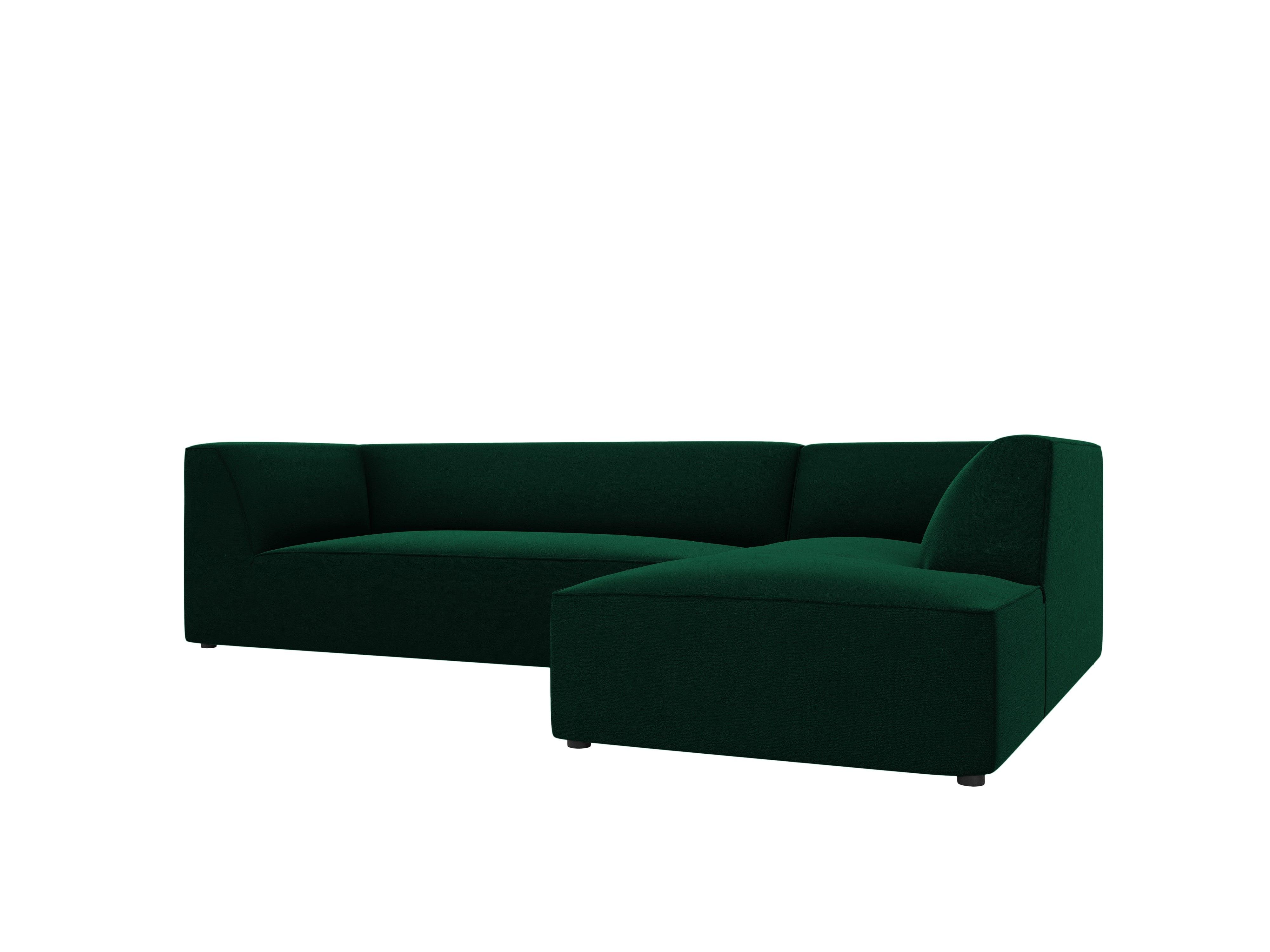Narożnik aksamitny 4-osobowy prawostronny RUBY butelkowa zieleń Micadoni    Eye on Design