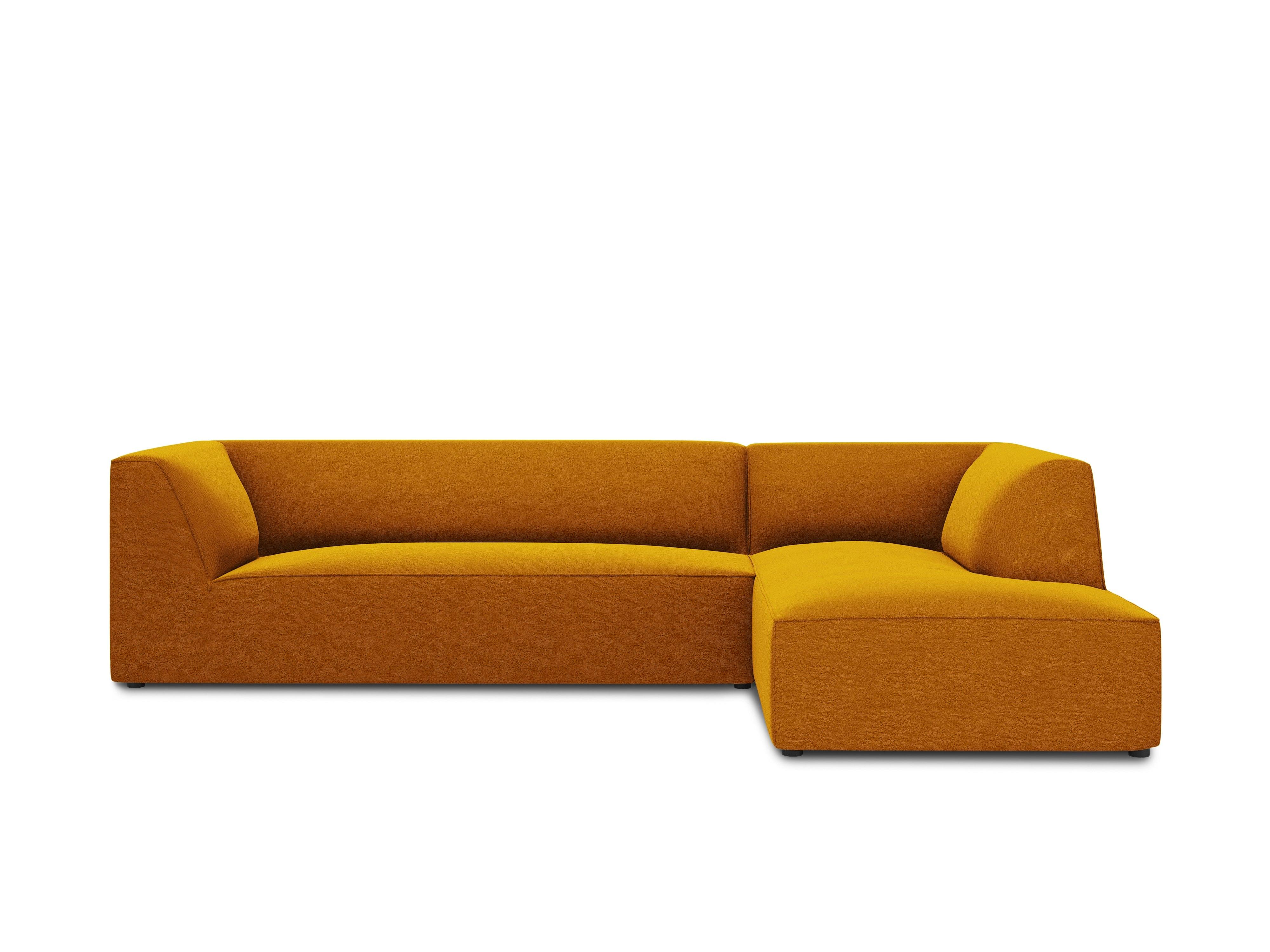 Narożnik aksamitny 4-osobowy prawostronny RUBY żółty Micadoni    Eye on Design