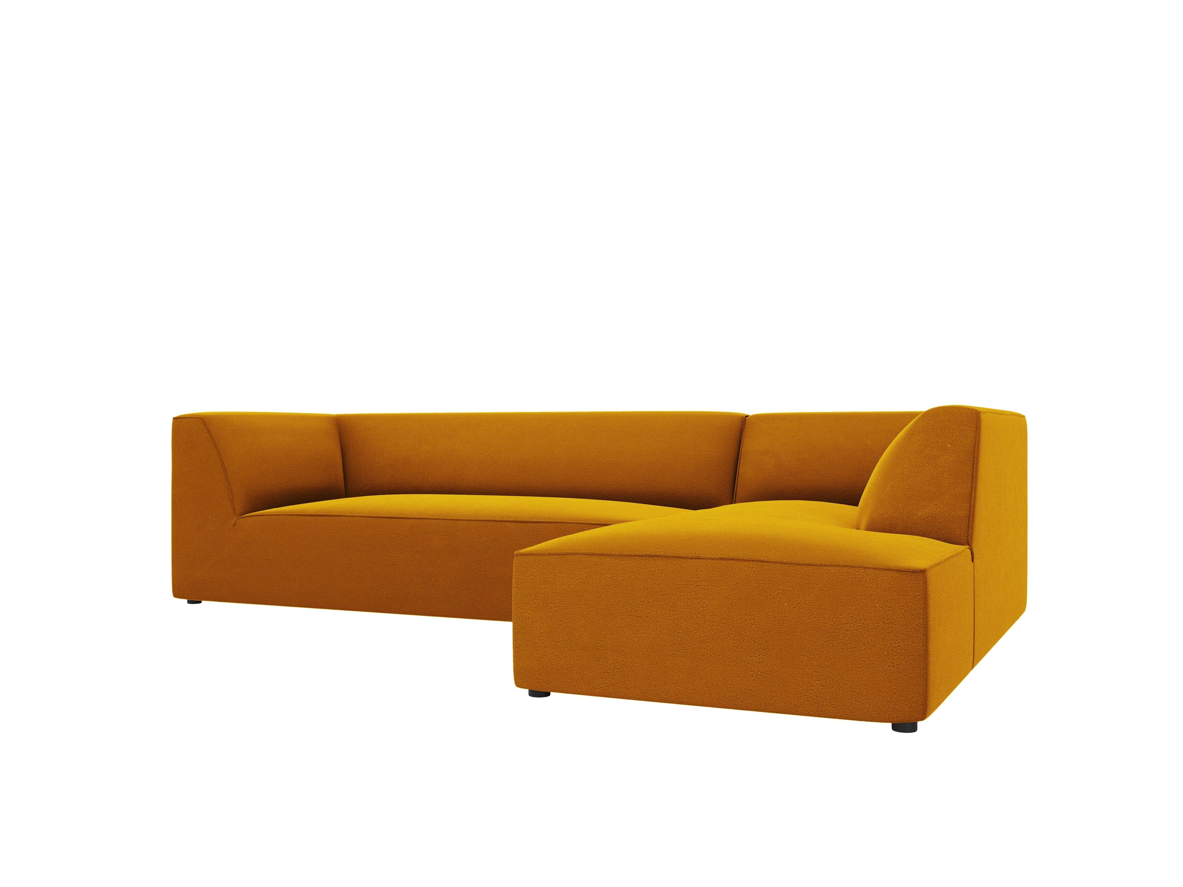 Narożnik aksamitny 4-osobowy prawostronny RUBY żółty Micadoni    Eye on Design