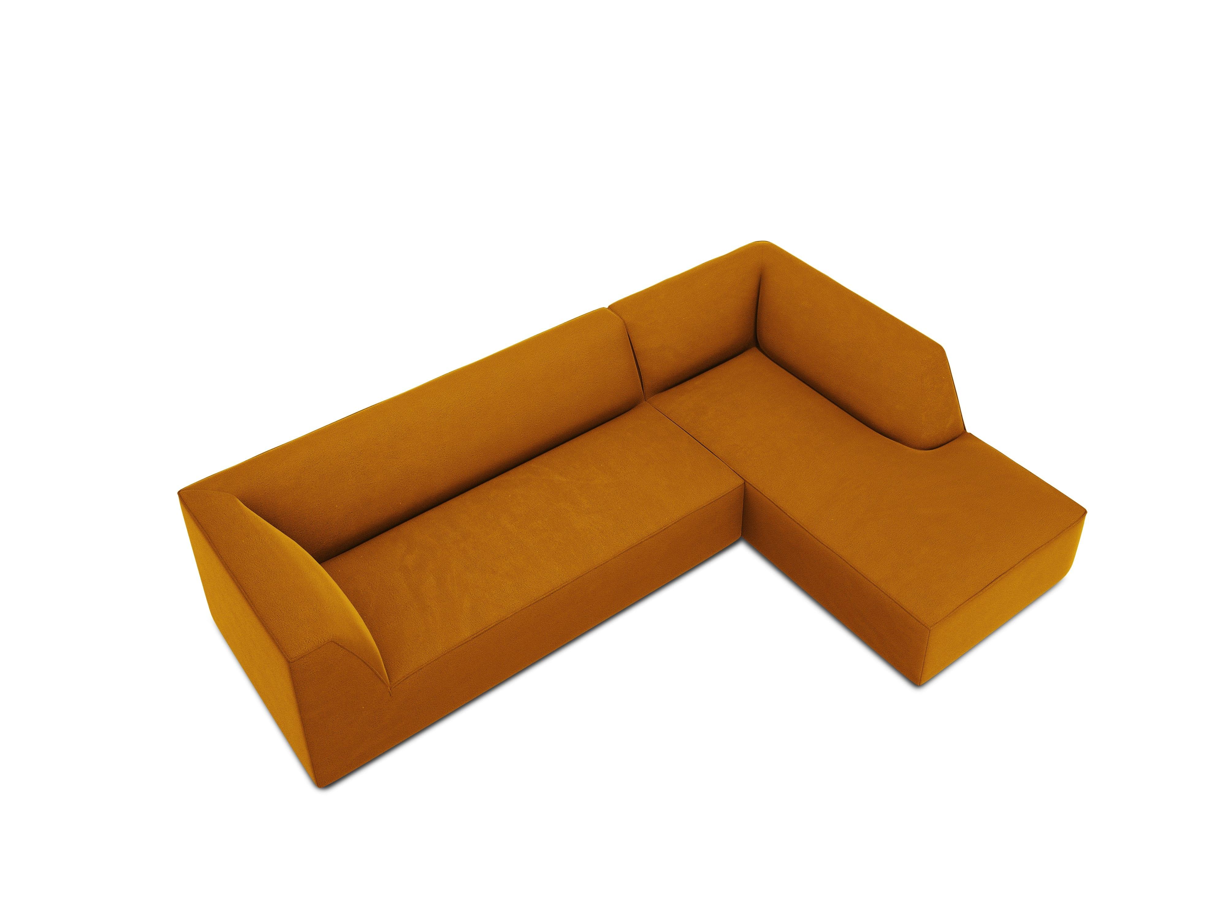 Narożnik aksamitny 4-osobowy prawostronny RUBY żółty Micadoni    Eye on Design
